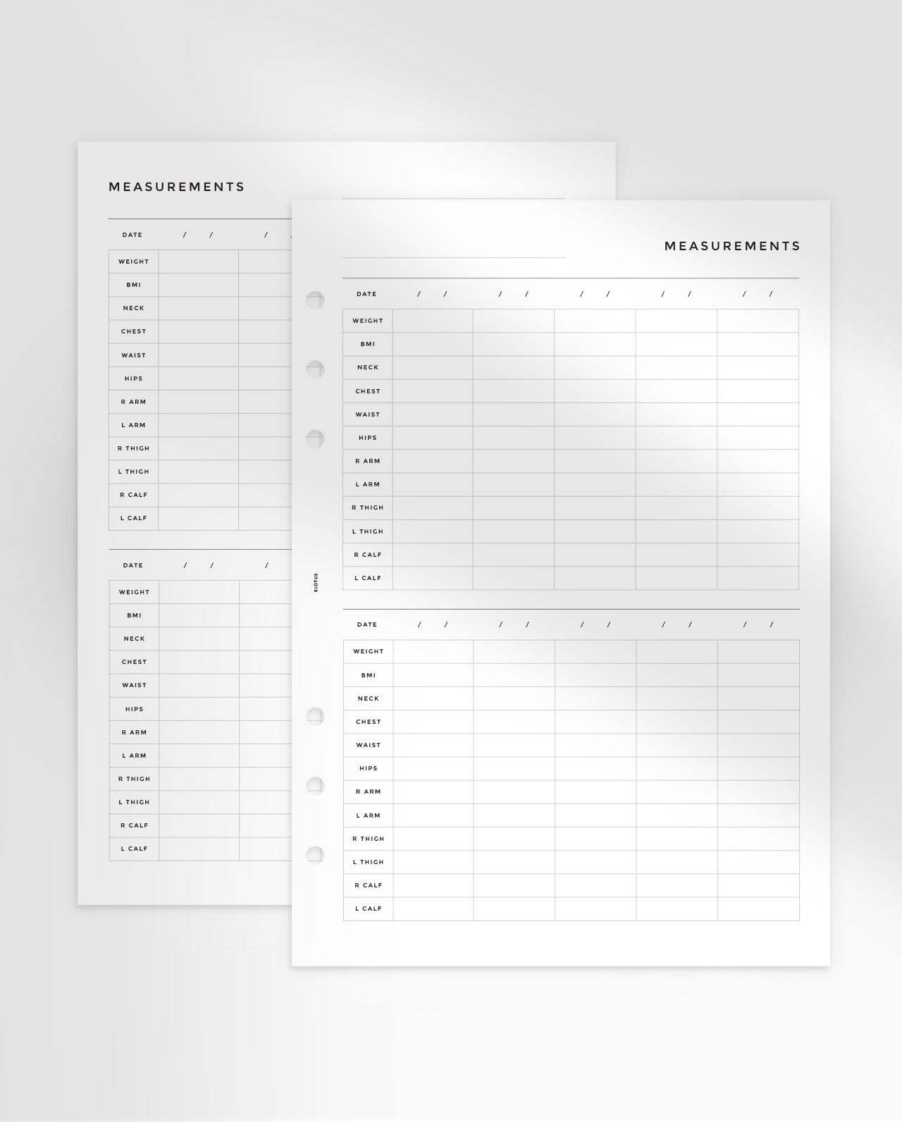 MN212 - Measurement Tracker Planner Inserts - SPECIAL ORDER