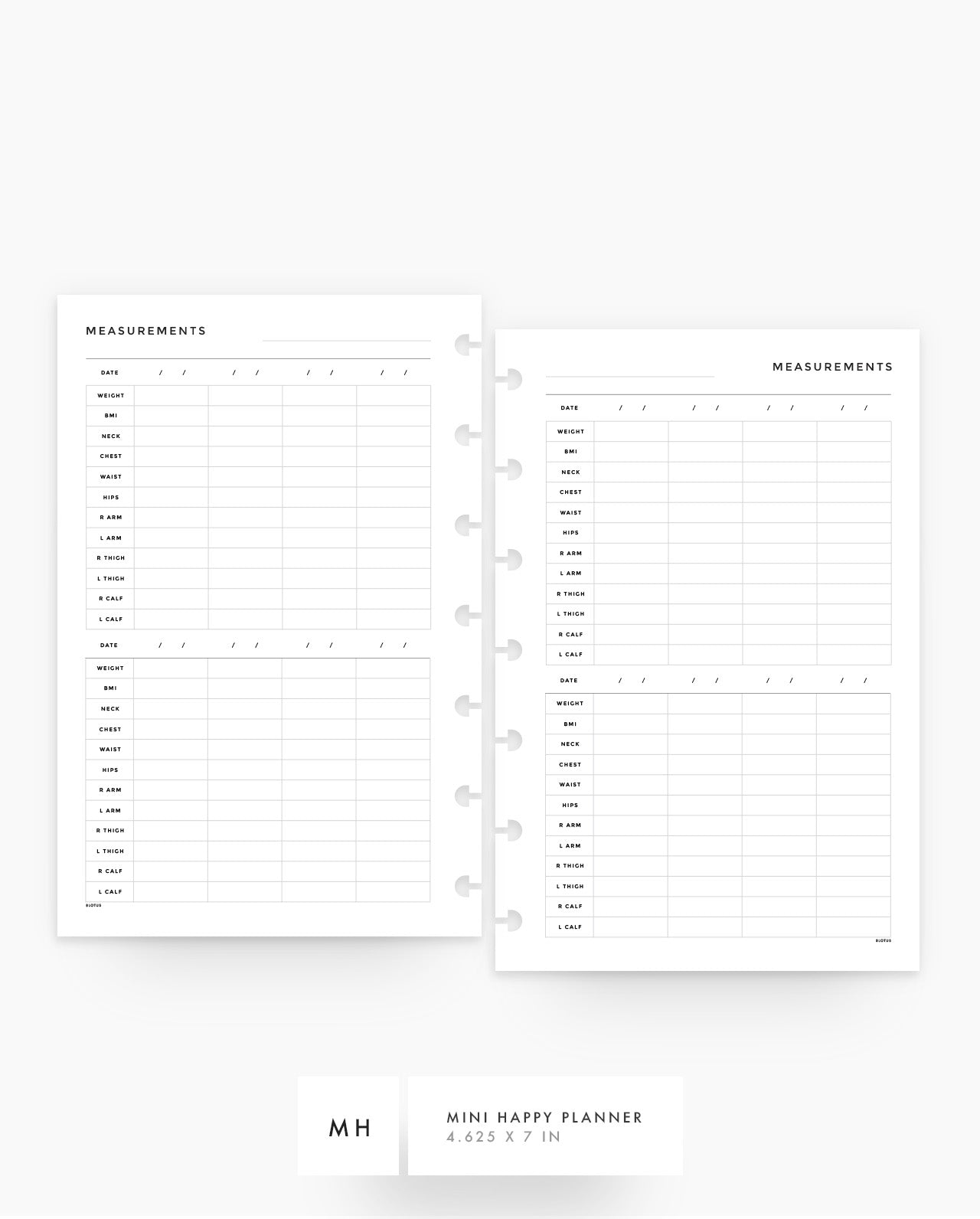 MN212 - Measurement Tracker Planner Inserts - SPECIAL ORDER
