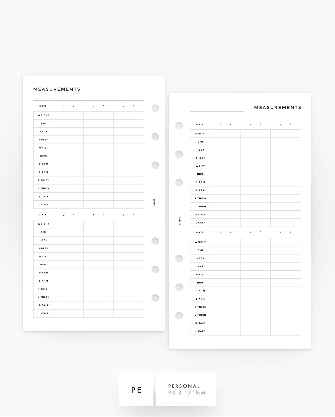 MN212 - Measurement Tracker Planner Inserts - SPECIAL ORDER