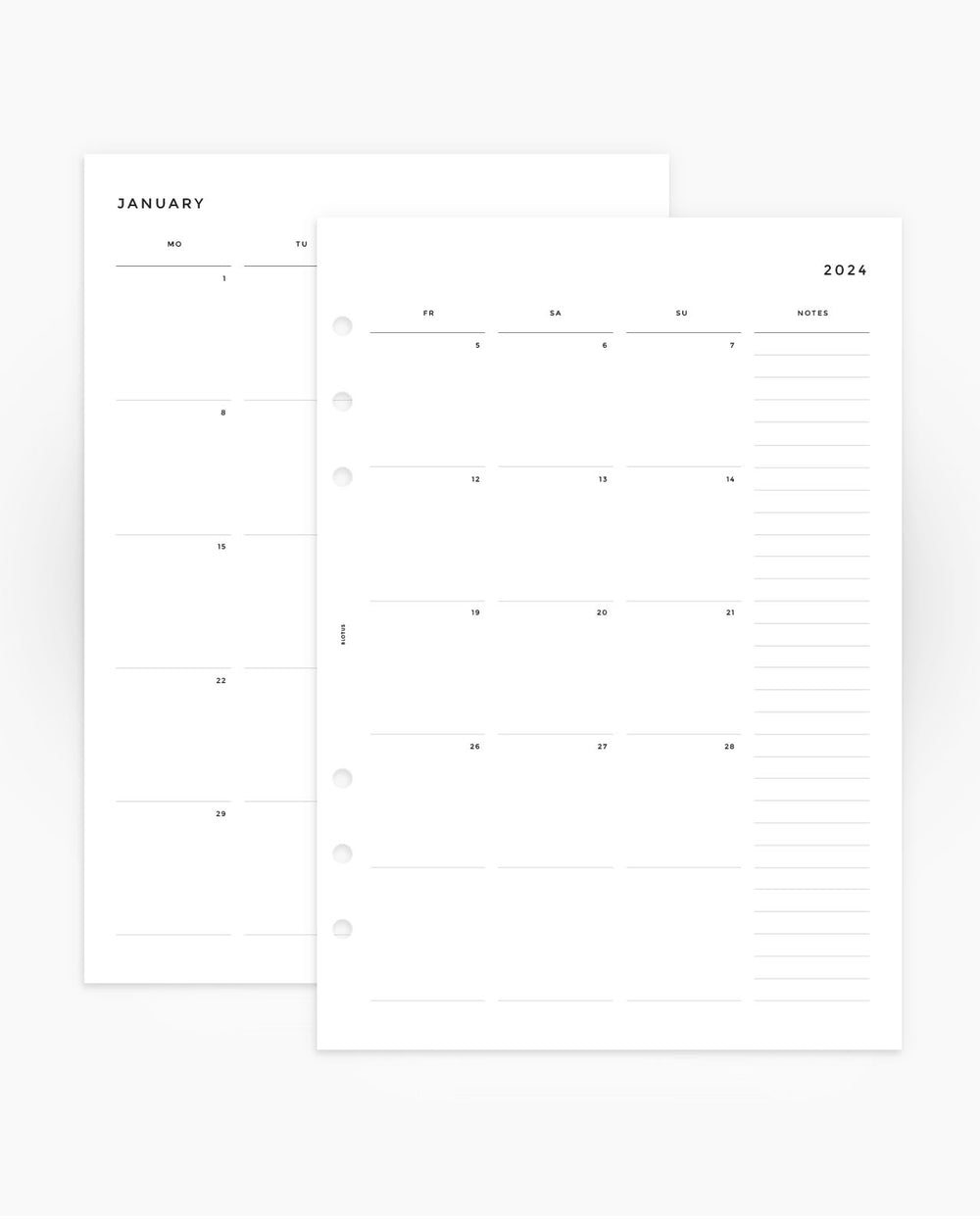 MN016 2024 Monthly Calendar Planner Printable PDF