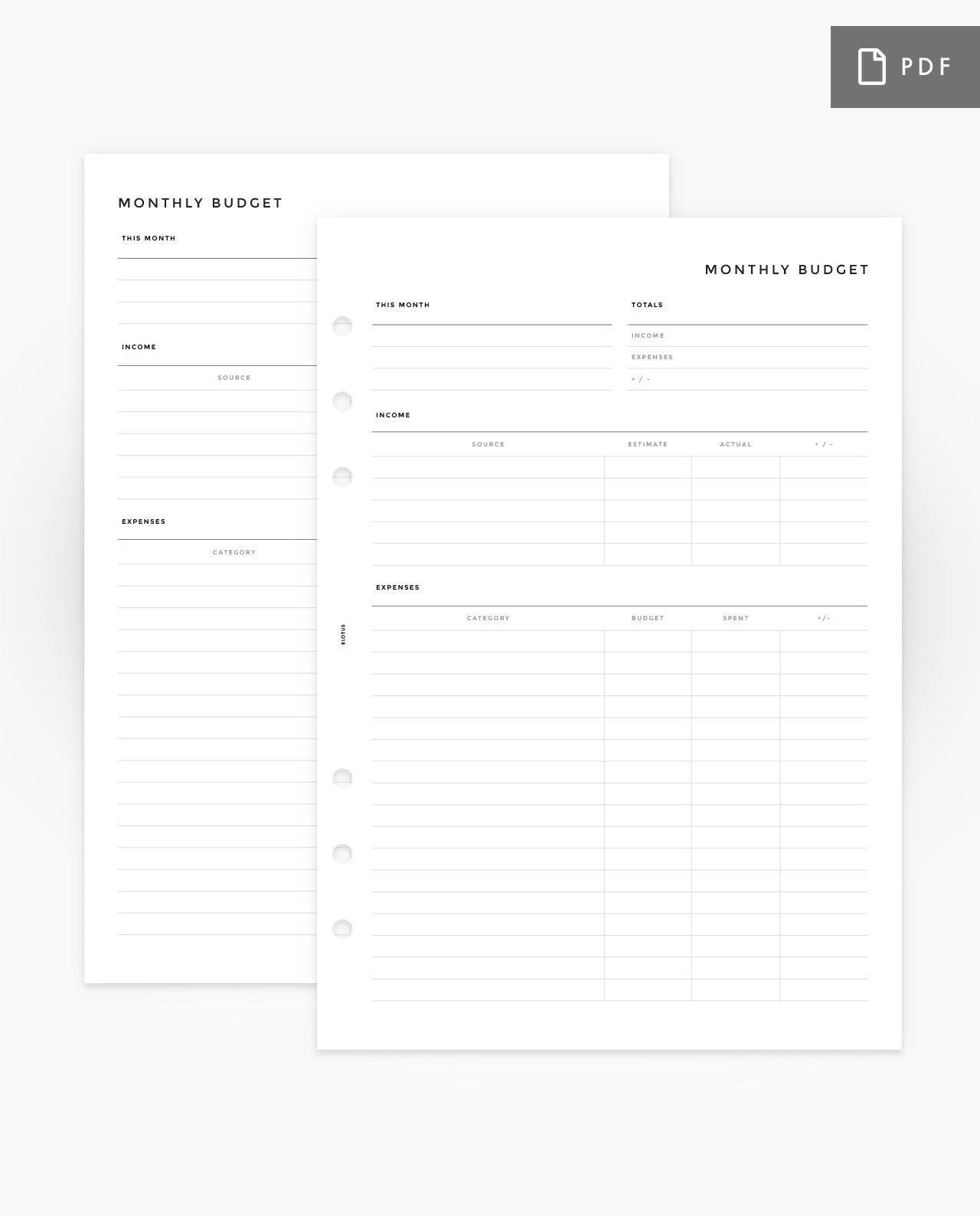 MN148 - Simple Monthly Budget Planner - Printable PDF
