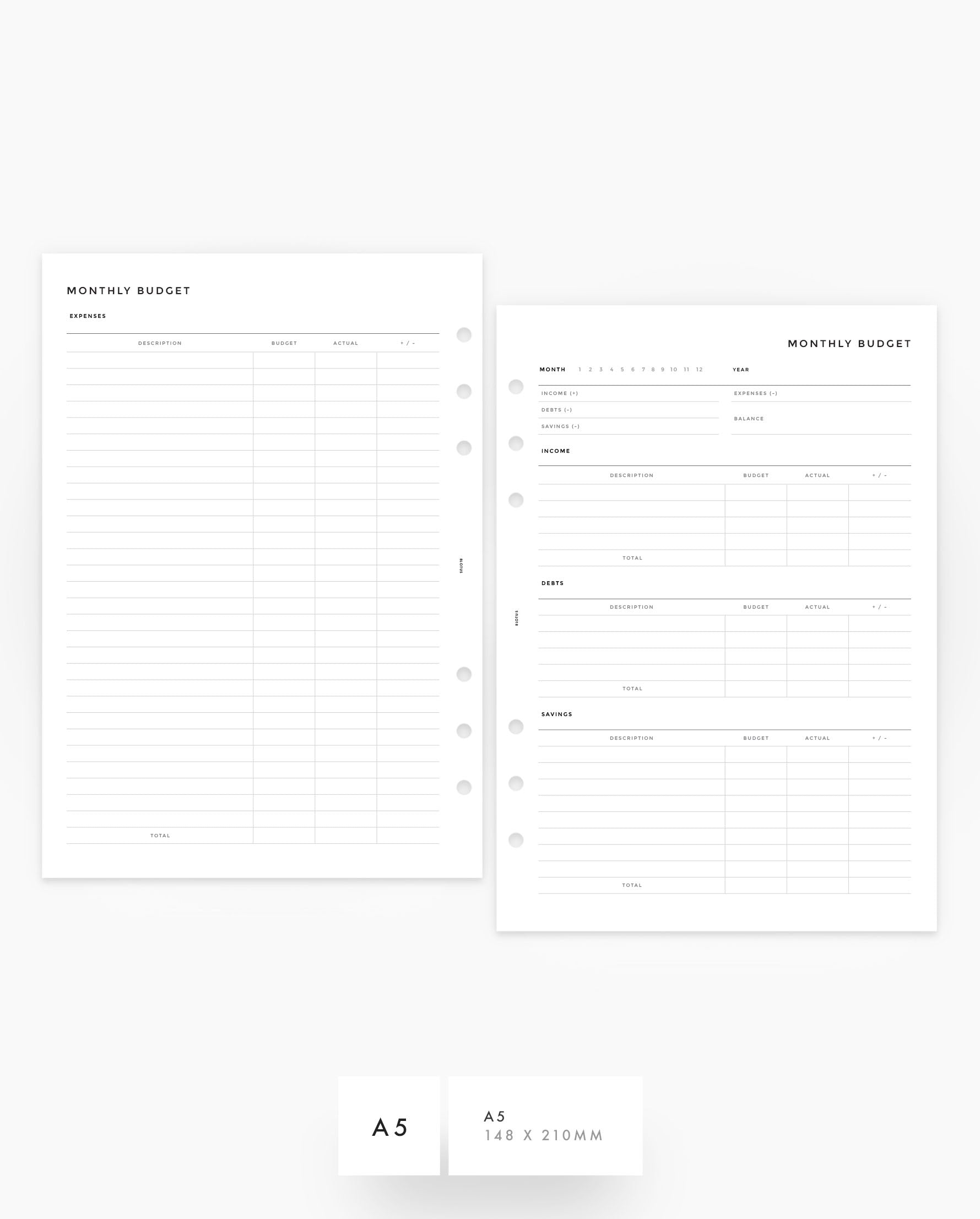 MN232 - Monthly Budget Planner Inserts - Printable PDF