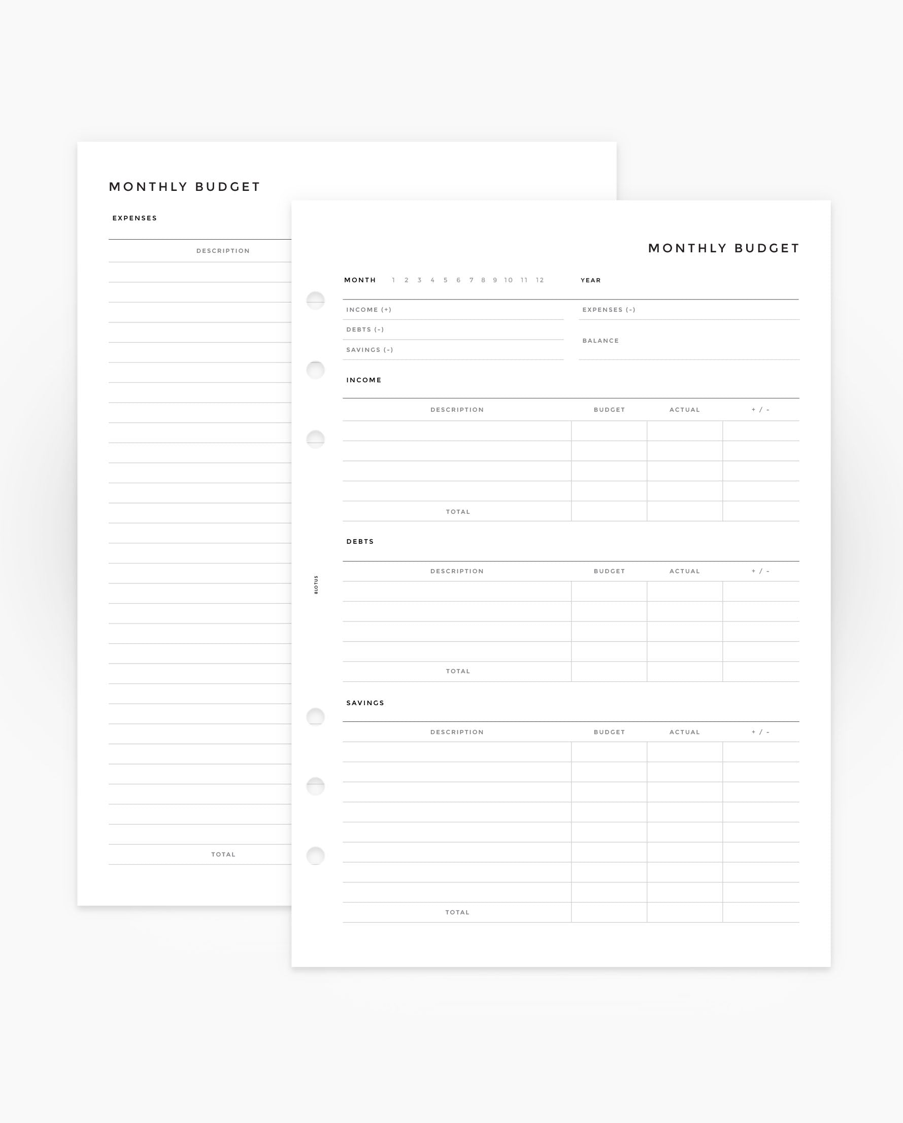 MN232 - Monthly Budget Planner Inserts - Printable PDF