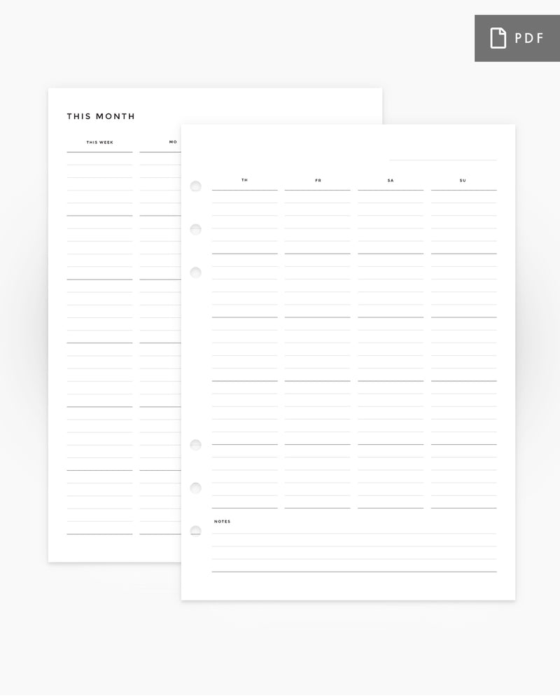 MN161 - Monthly Calendar - Lined - Printable PDF