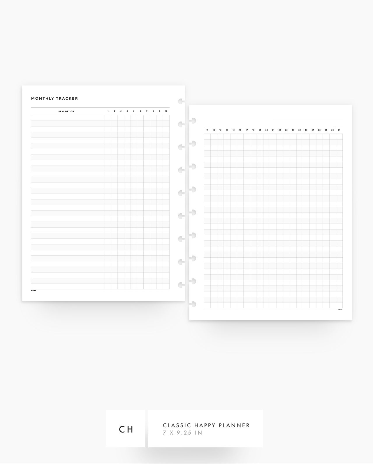 MN189 - Monthly Tracker Planner Inserts - SPECIAL ORDER