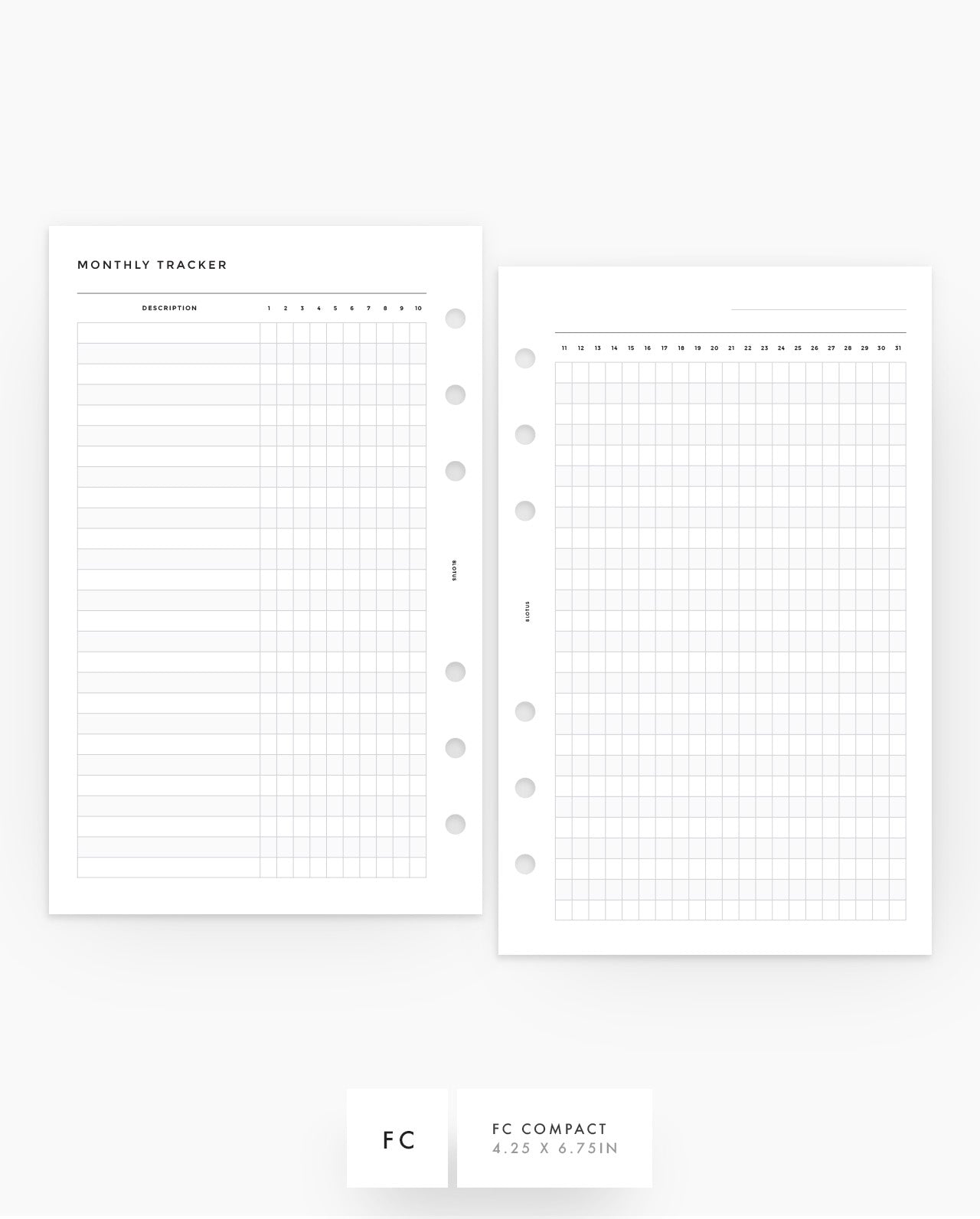 MN189 - Monthly Tracker Planner Inserts - SPECIAL ORDER