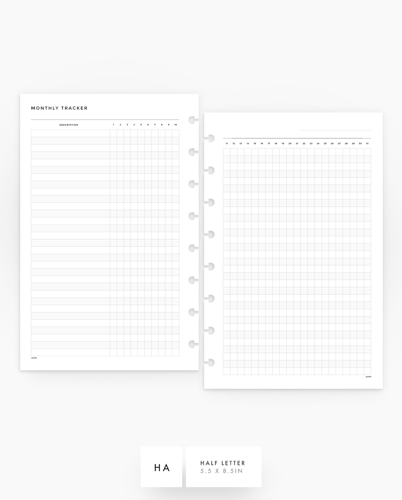 MN189 - Monthly Tracker Planner Inserts - SPECIAL ORDER