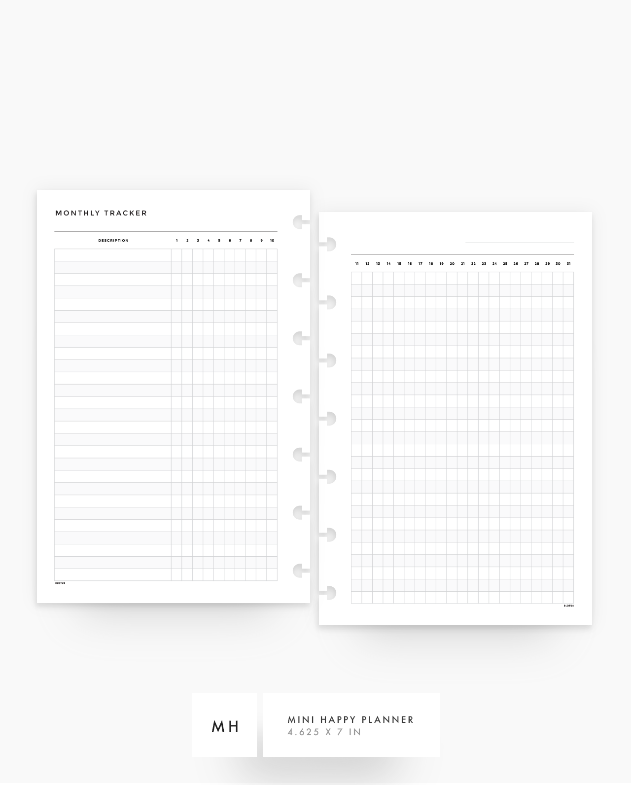MN189 - Monthly Tracker Planner Inserts - SPECIAL ORDER