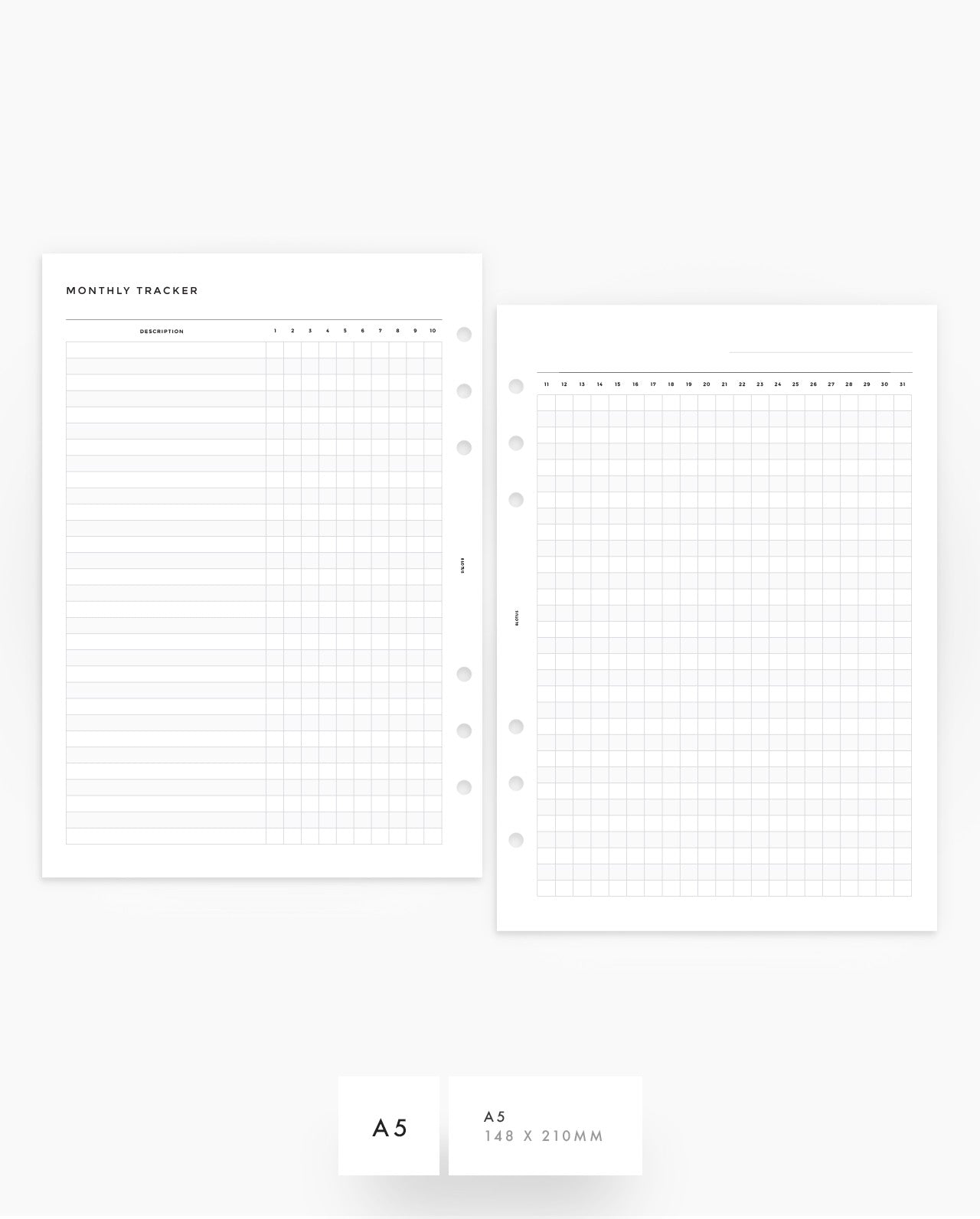 MN189 - Monthly Tracker Planner Inserts - SPECIAL ORDER