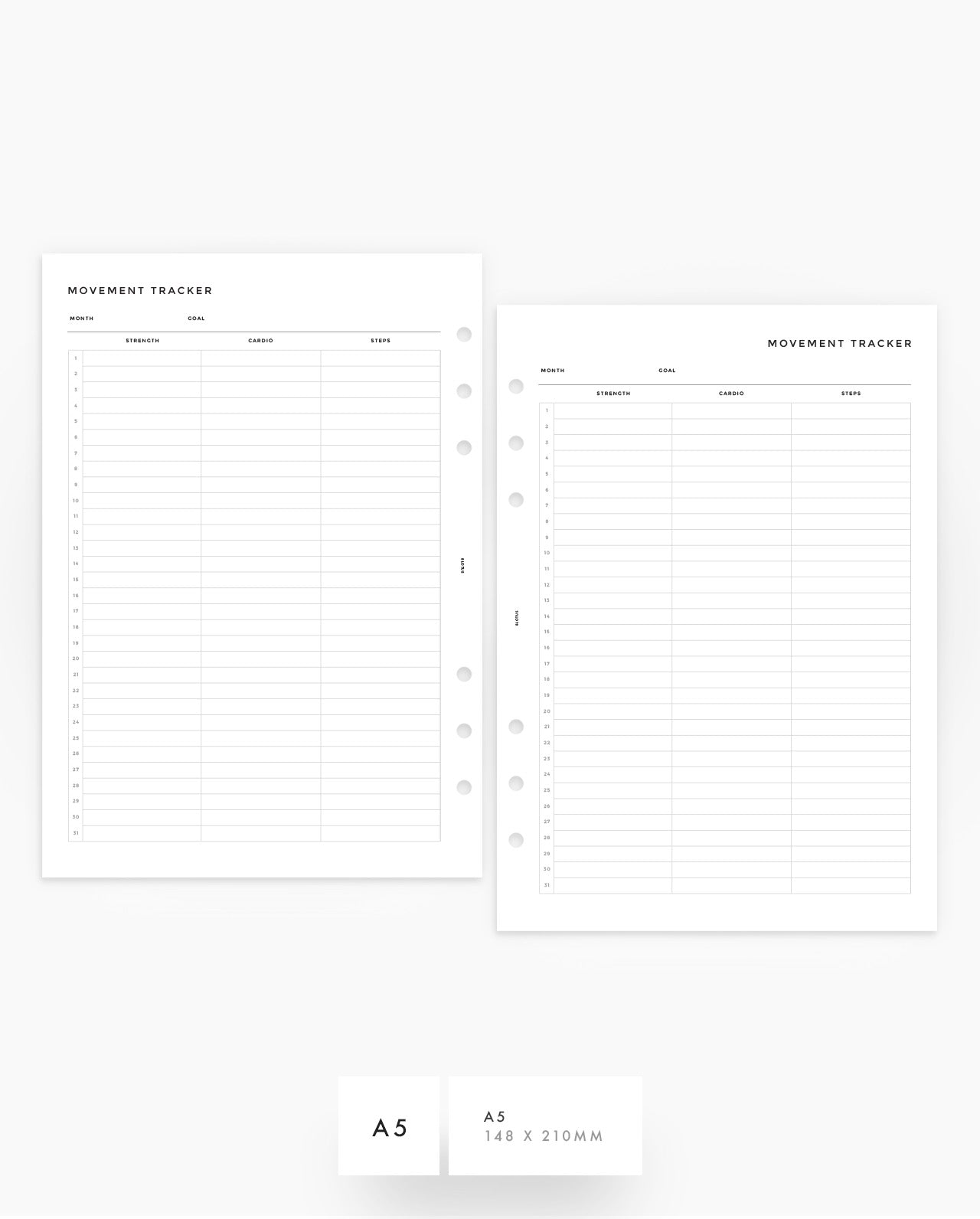 MN237 - Movement Tracker - Planner Inserts - SPECIAL ORDER