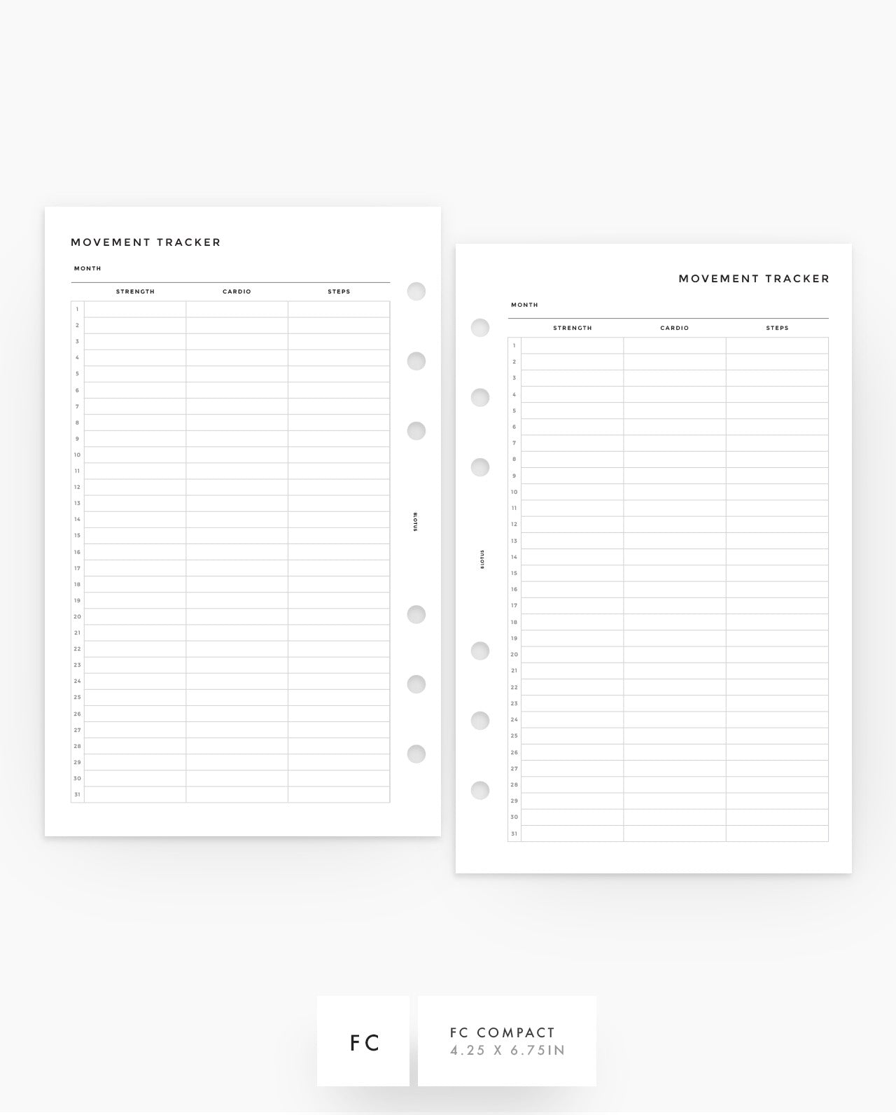 MN237 - Movement Tracker - Planner Inserts - SPECIAL ORDER