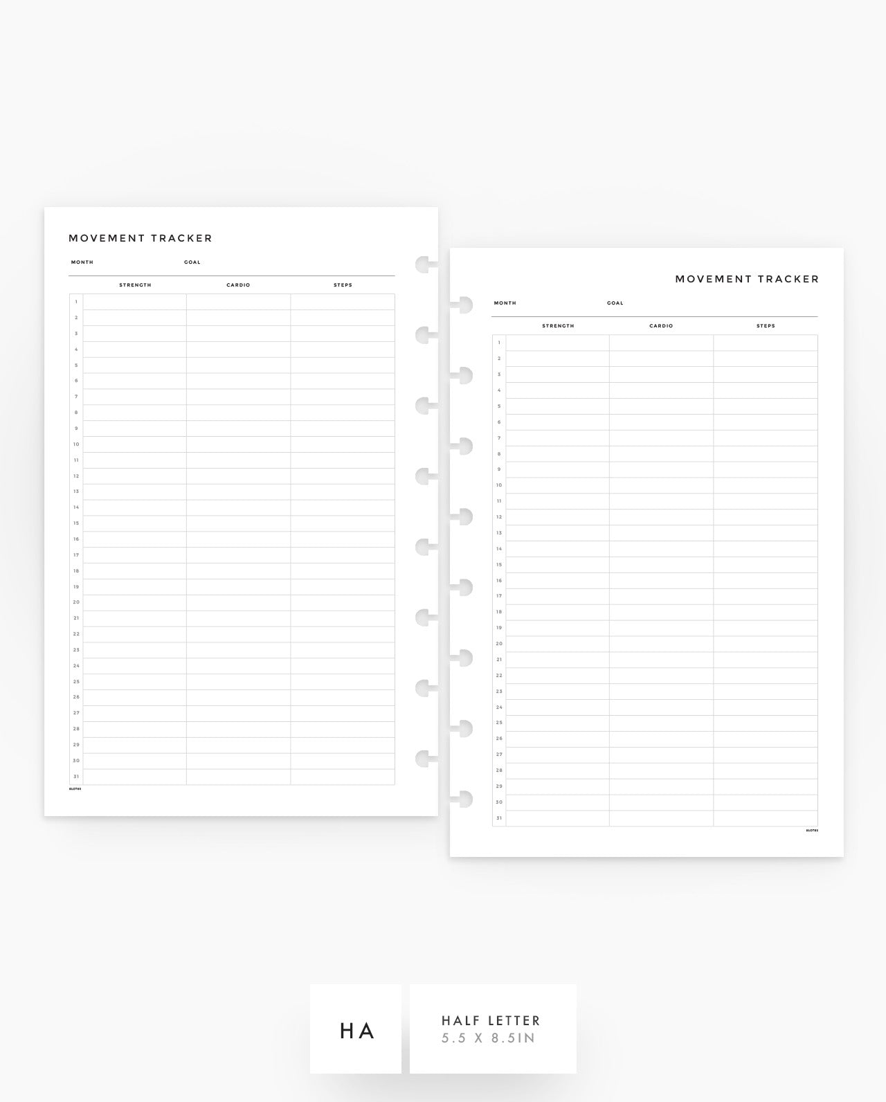 MN237 - Movement Tracker - Planner Inserts - SPECIAL ORDER
