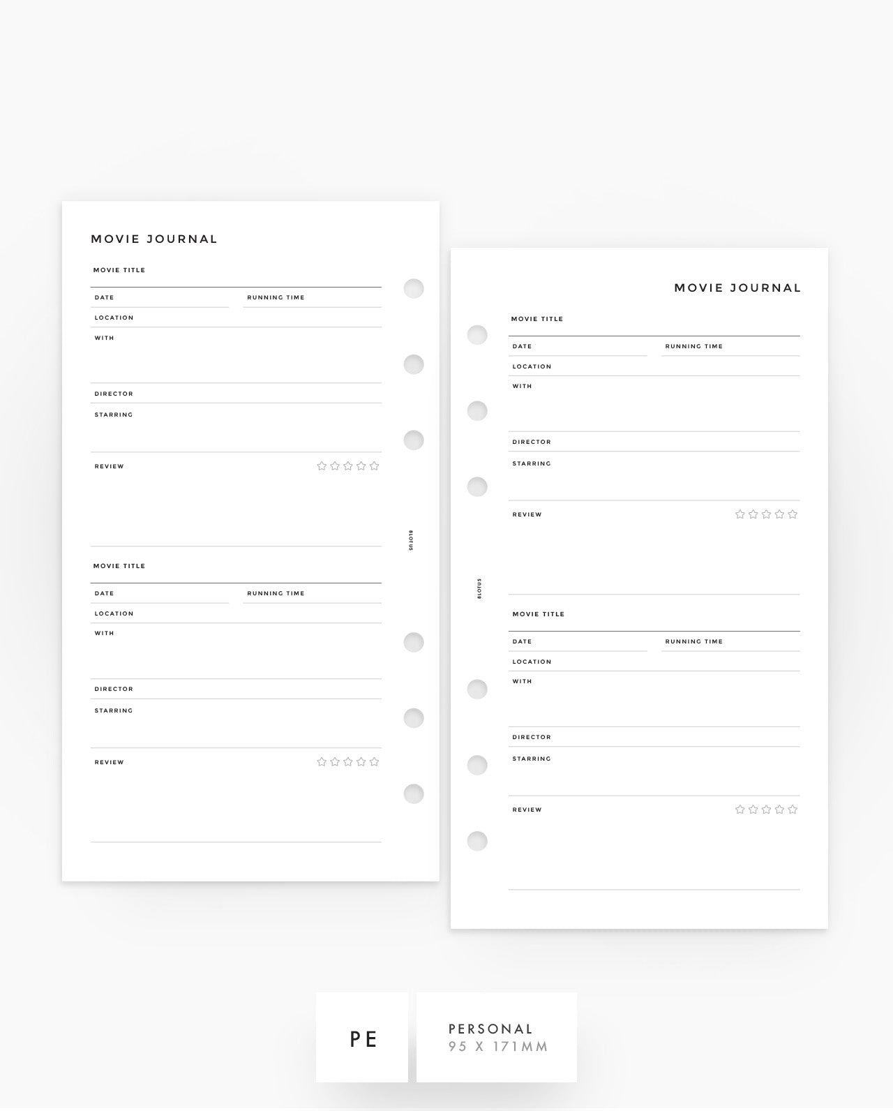 MN285 - Movie Journal Planner Inserts - SPECIAL ORDER