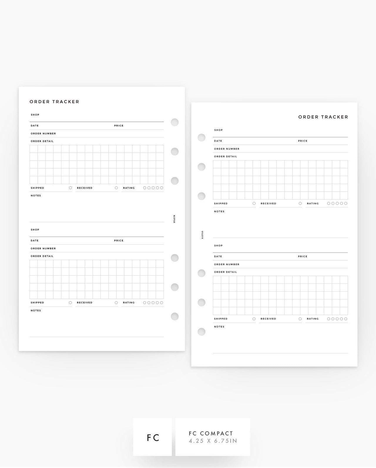 MN173 - Order Tracker Planner Inserts - SPECIAL ORDER