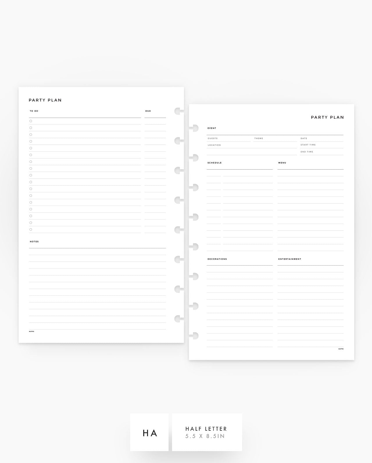 MN169 - Party Plan Planner Inserts - SPECIAL ORDER