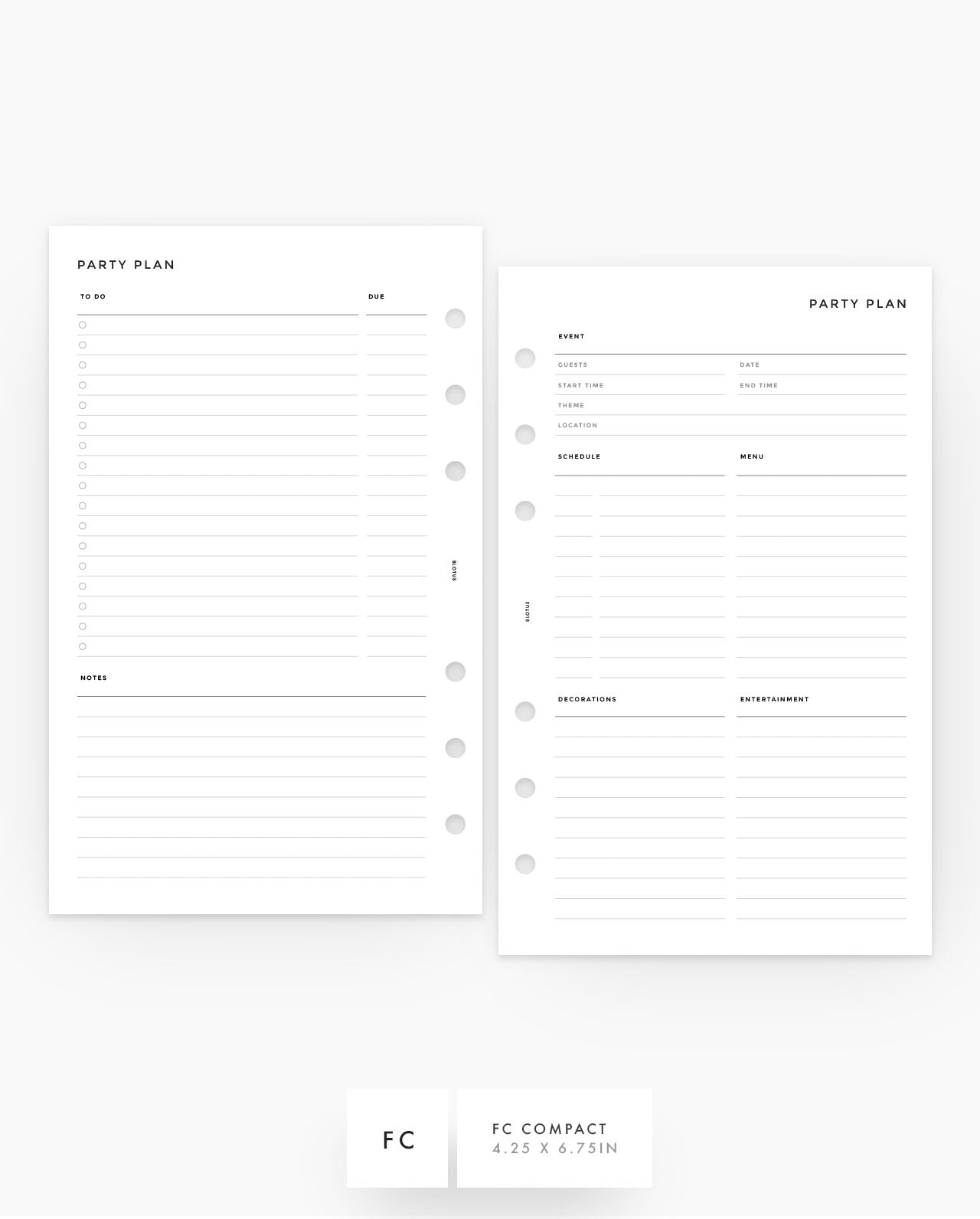 MN169 - Party Plan Planner Inserts - SPECIAL ORDER