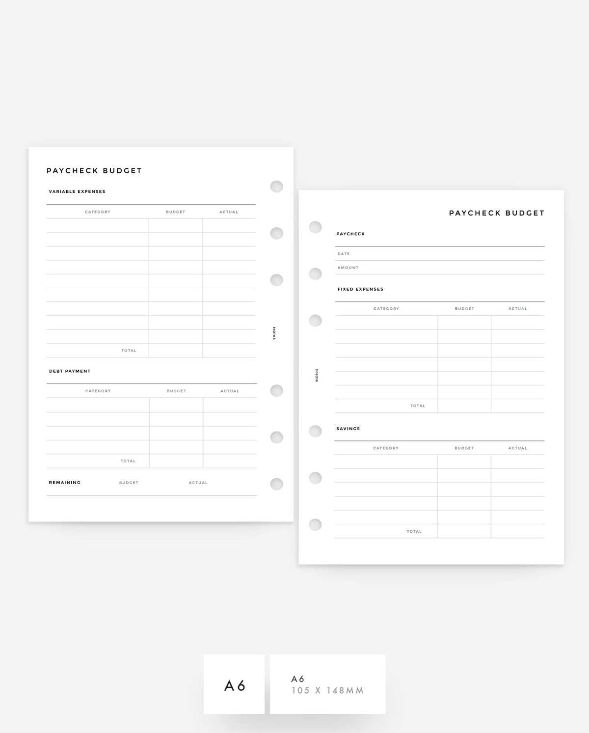 MN230 - Paycheck Budget - Planner Inserts