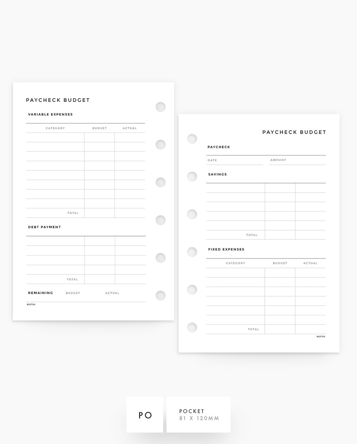 MN230 - Paycheck Budget - Planner Inserts