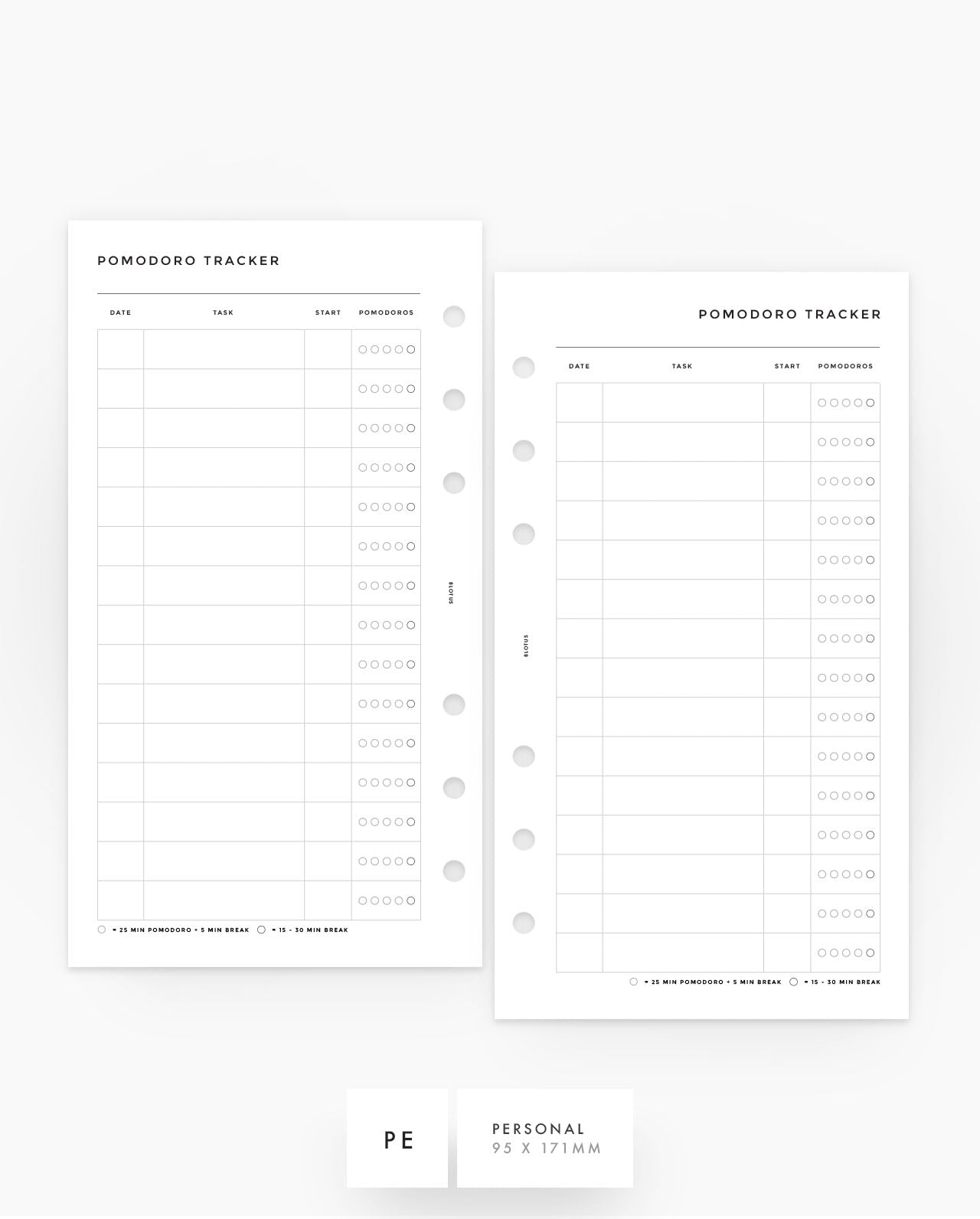 MN160 - Pomodoro Tracker Planner Inserts - SPECIAL ORDER