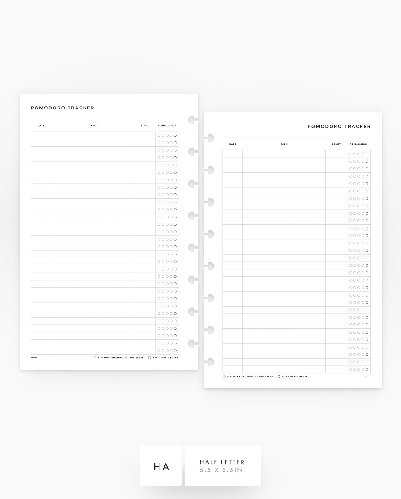 MN160 - Pomodoro Tracker Planner Inserts - SPECIAL ORDER
