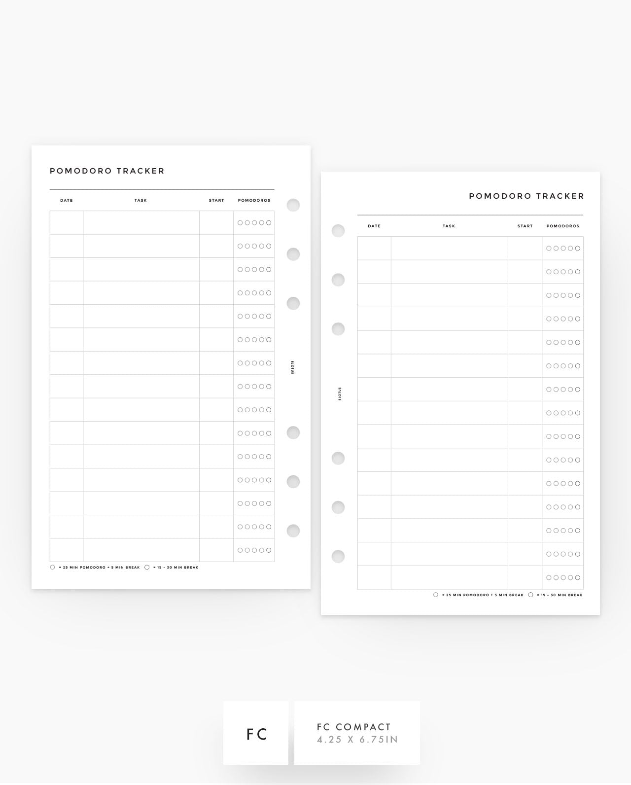 MN160 - Pomodoro Tracker Planner Inserts - SPECIAL ORDER