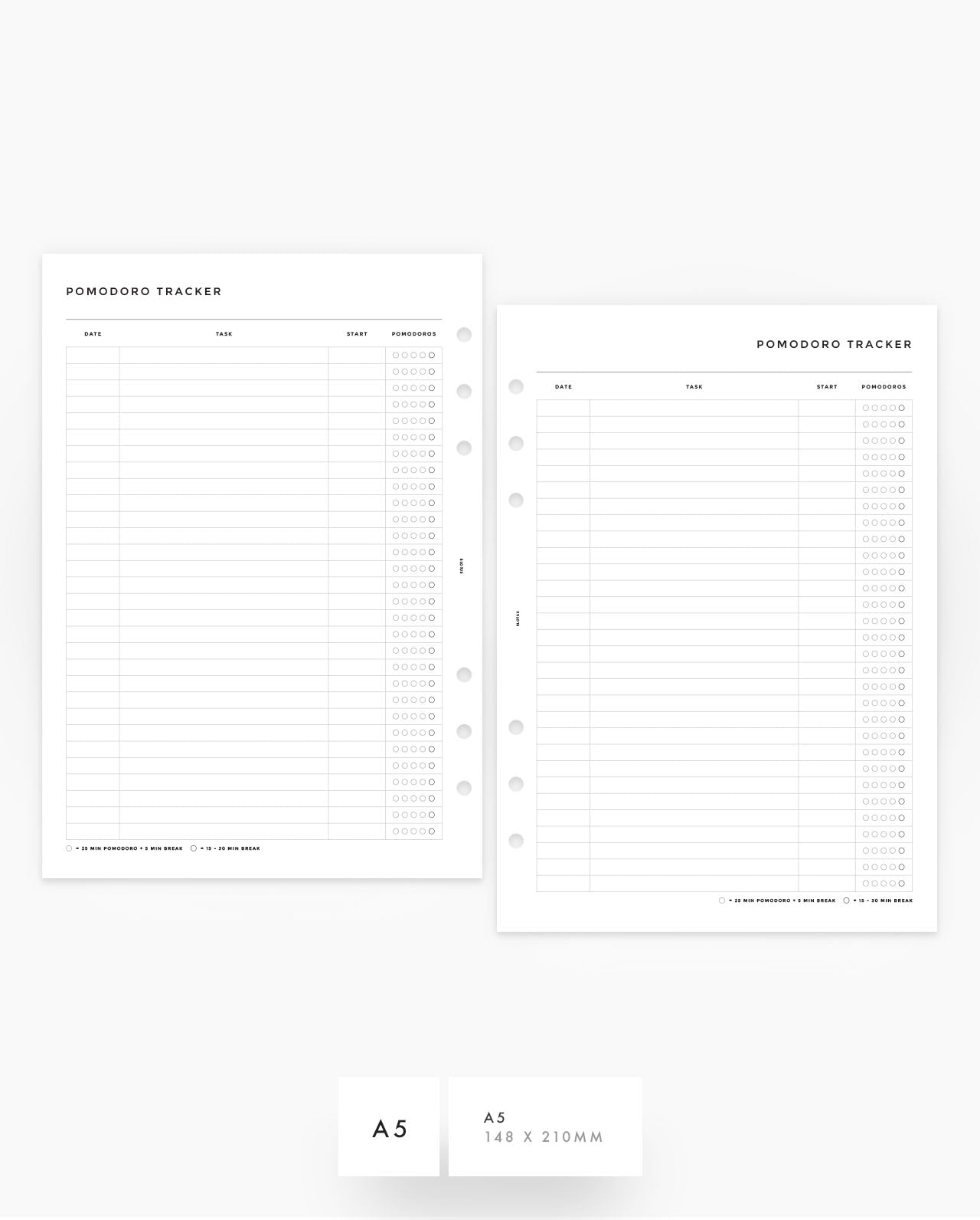 MN160 - Pomodoro Tracker Planner Inserts - SPECIAL ORDER