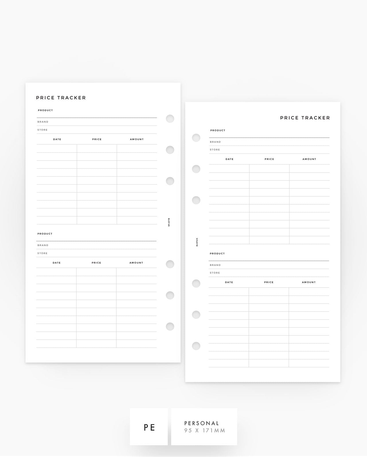 MN152 - Price Tracker Planner Inserts - SPECIAL ORDER