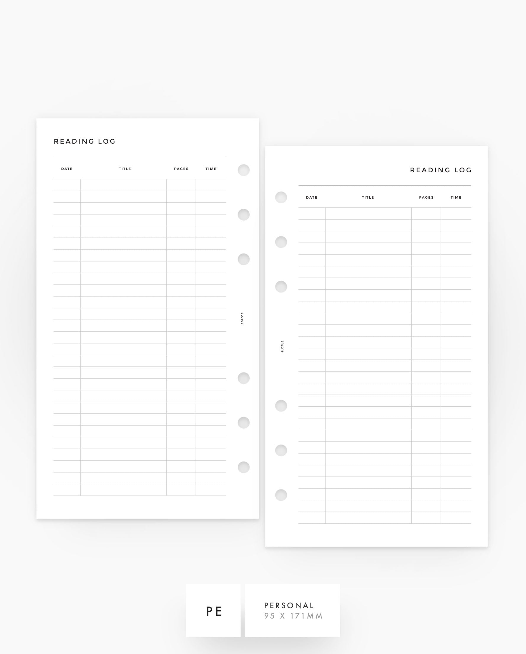 MN245 - Reading Log - Printable Planner Inserts PDF