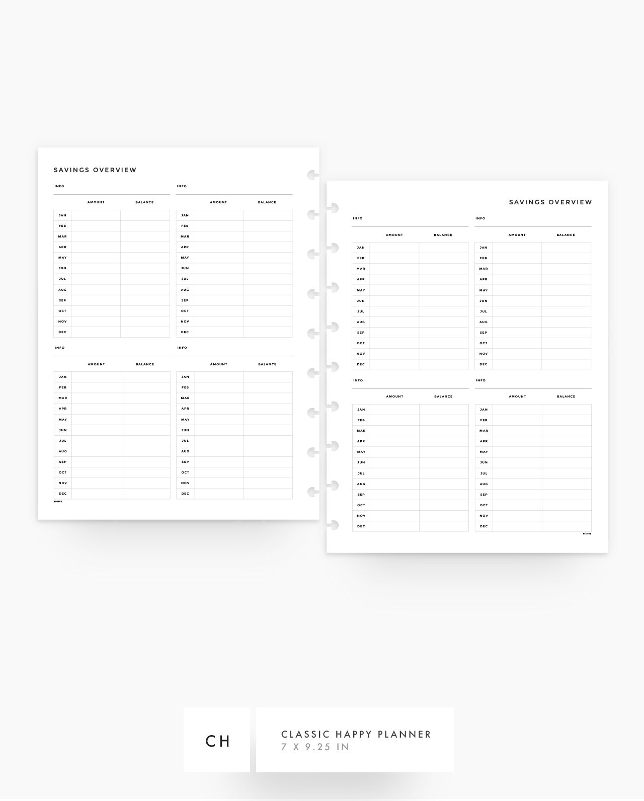 MN191 - Savings Overview Planner Inserts - SPECIAL ORDER