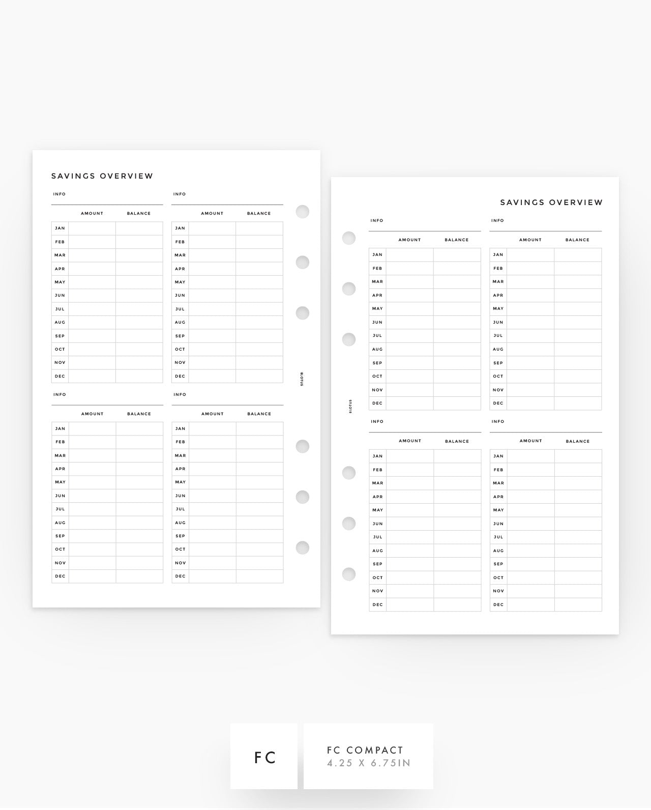 MN191 - Savings Overview Planner Inserts - SPECIAL ORDER
