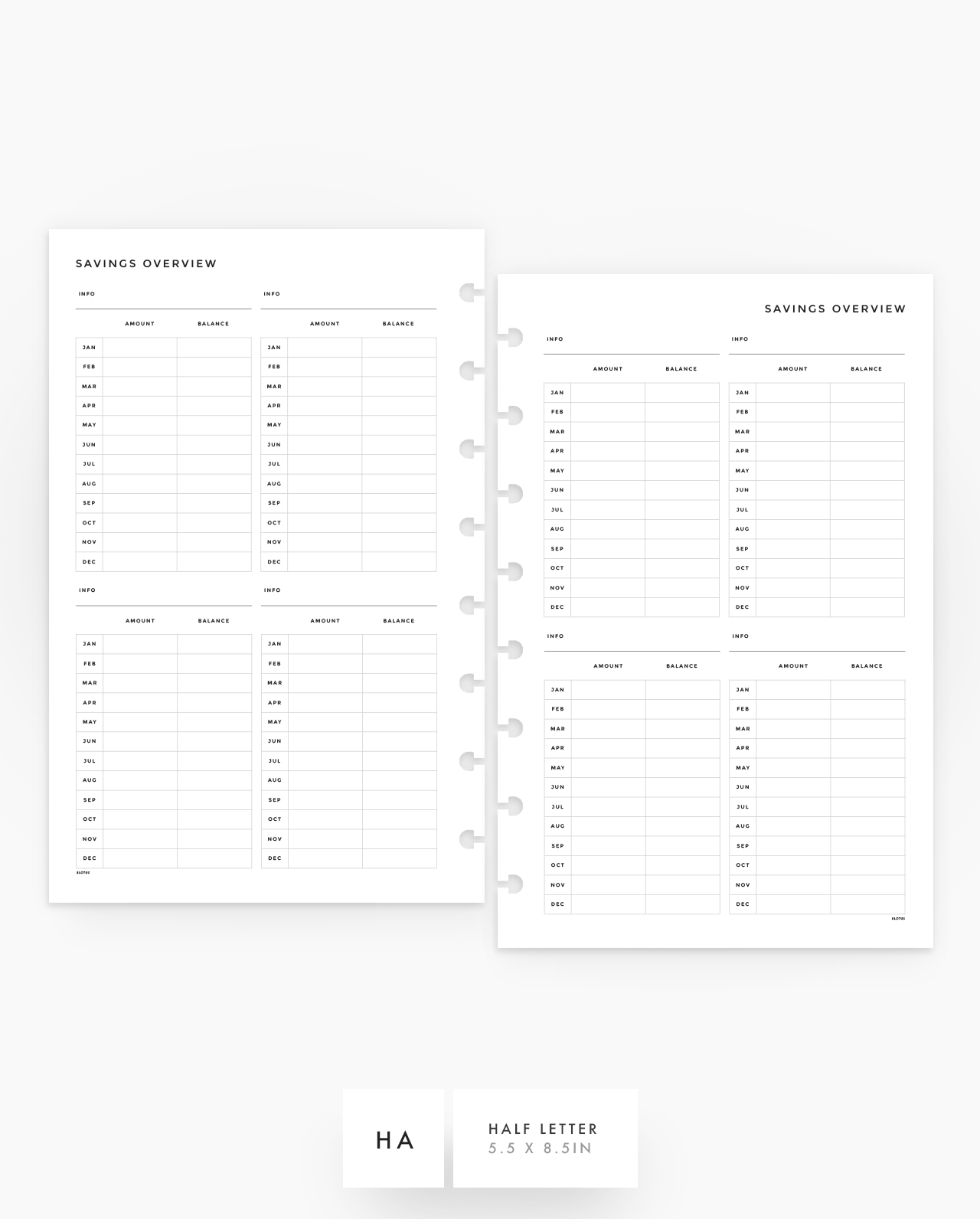 MN191 - Savings Overview Planner Inserts - SPECIAL ORDER