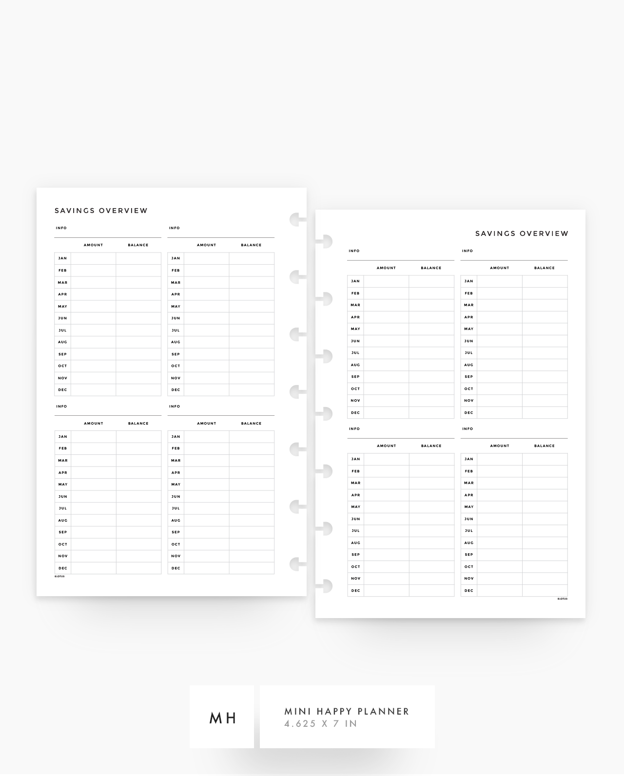 MN191 - Savings Overview Planner Inserts - SPECIAL ORDER