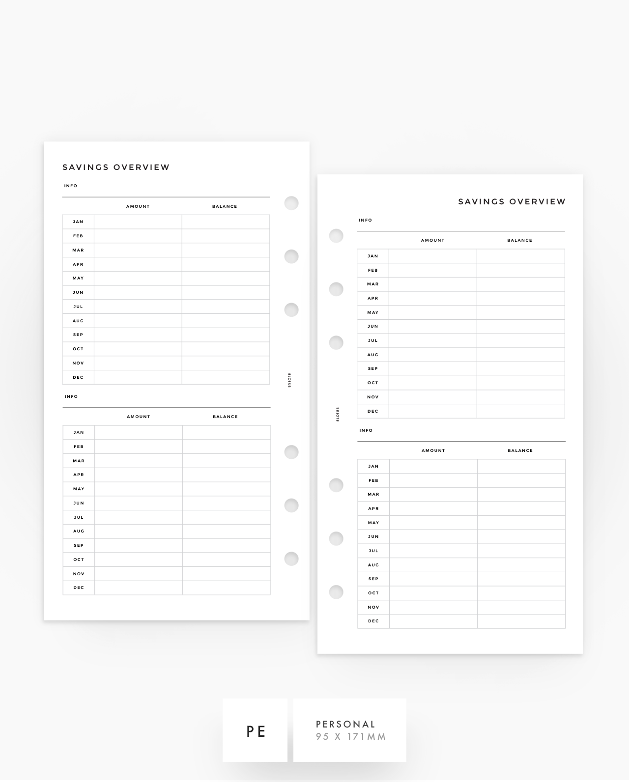 MN191 - Savings Overview Planner Inserts - SPECIAL ORDER