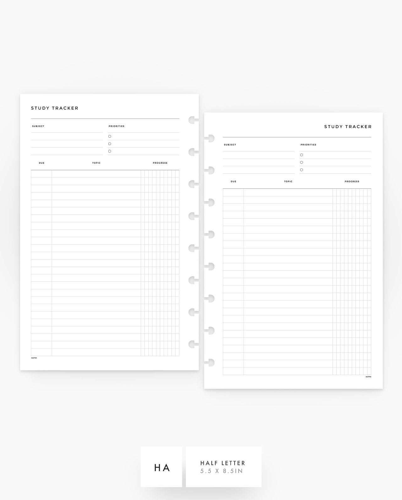 MN163 - Study Tracker Planner Inserts - SPECIAL ORDER