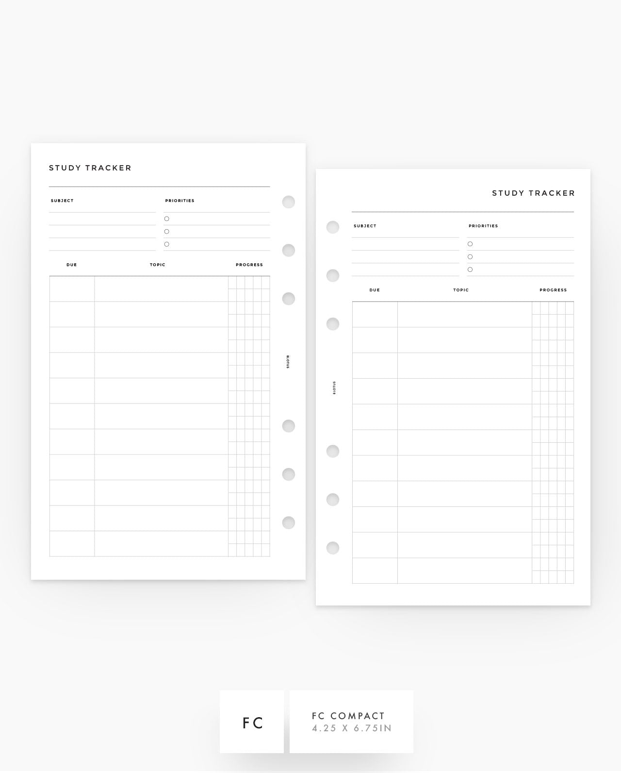 MN163 - Study Tracker Planner Inserts - SPECIAL ORDER