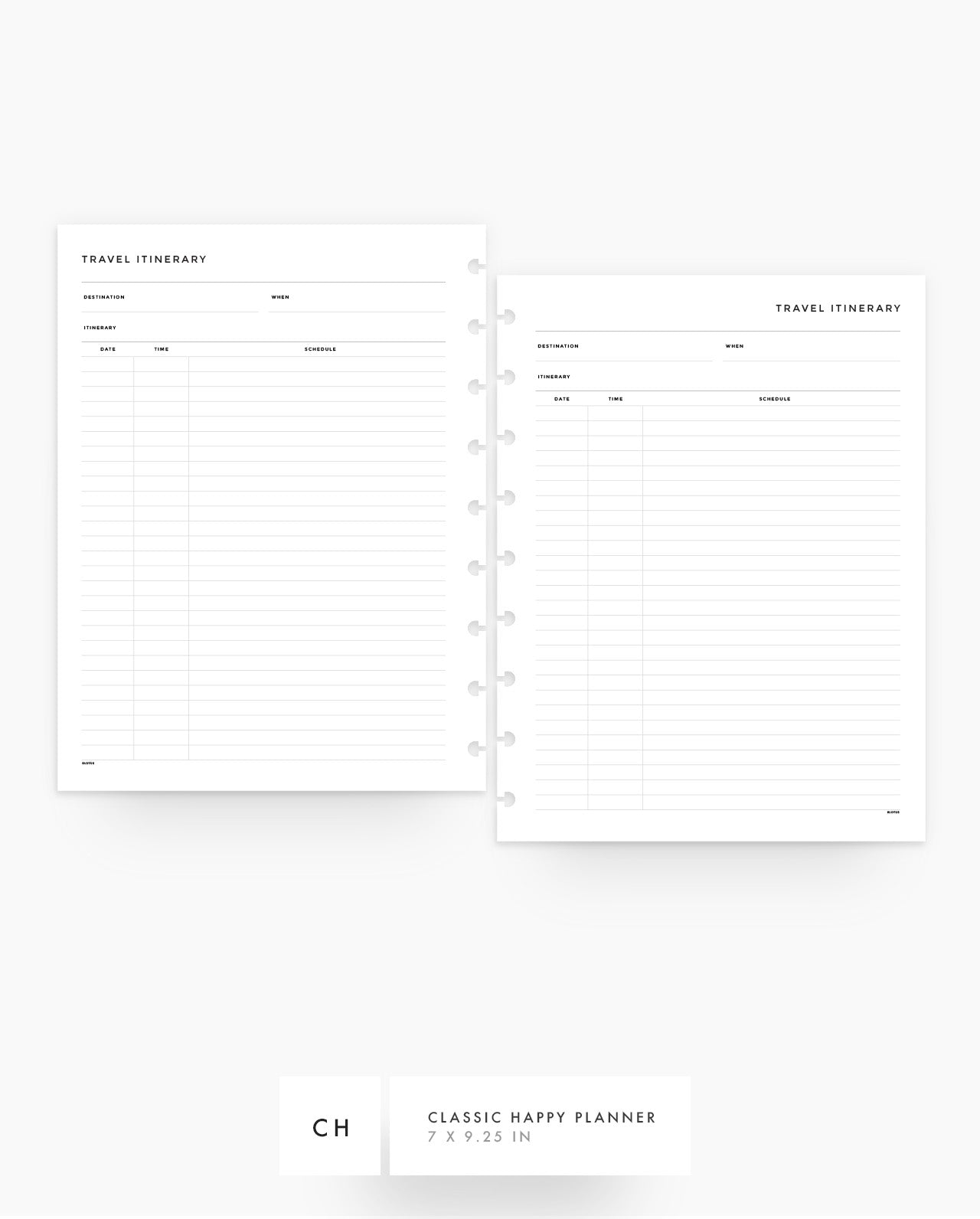 MN276 - Travel Itinerary Planner Inserts - SPECIAL ORDER