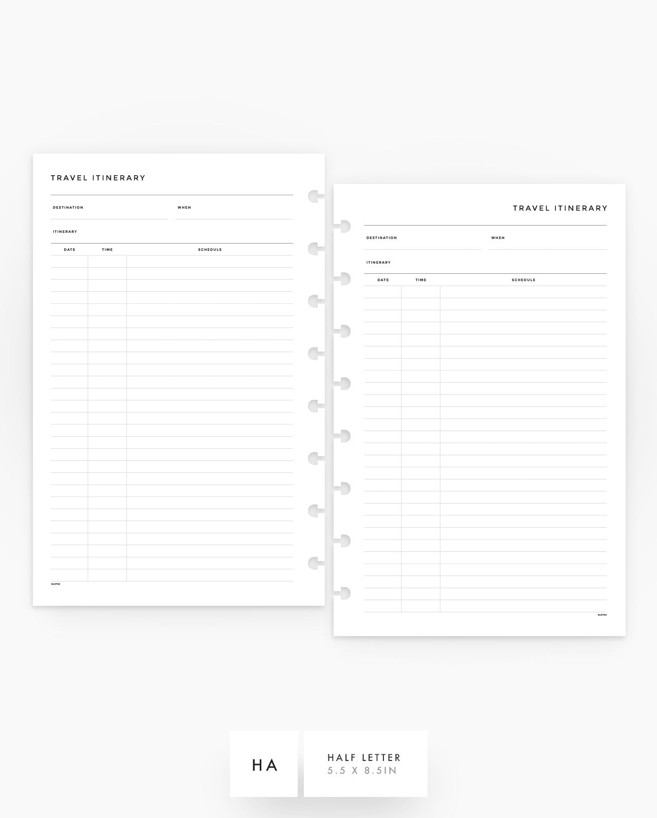 MN276 - Travel Itinerary Planner Inserts - SPECIAL ORDER