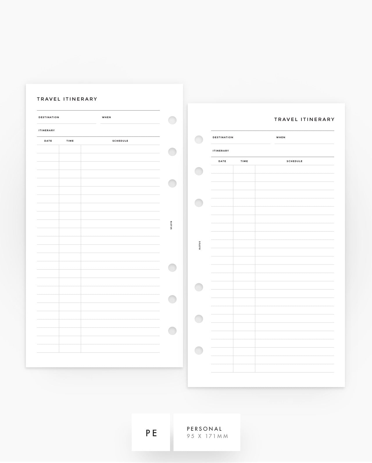 MN276 - Travel Itinerary Planner Inserts - SPECIAL ORDER