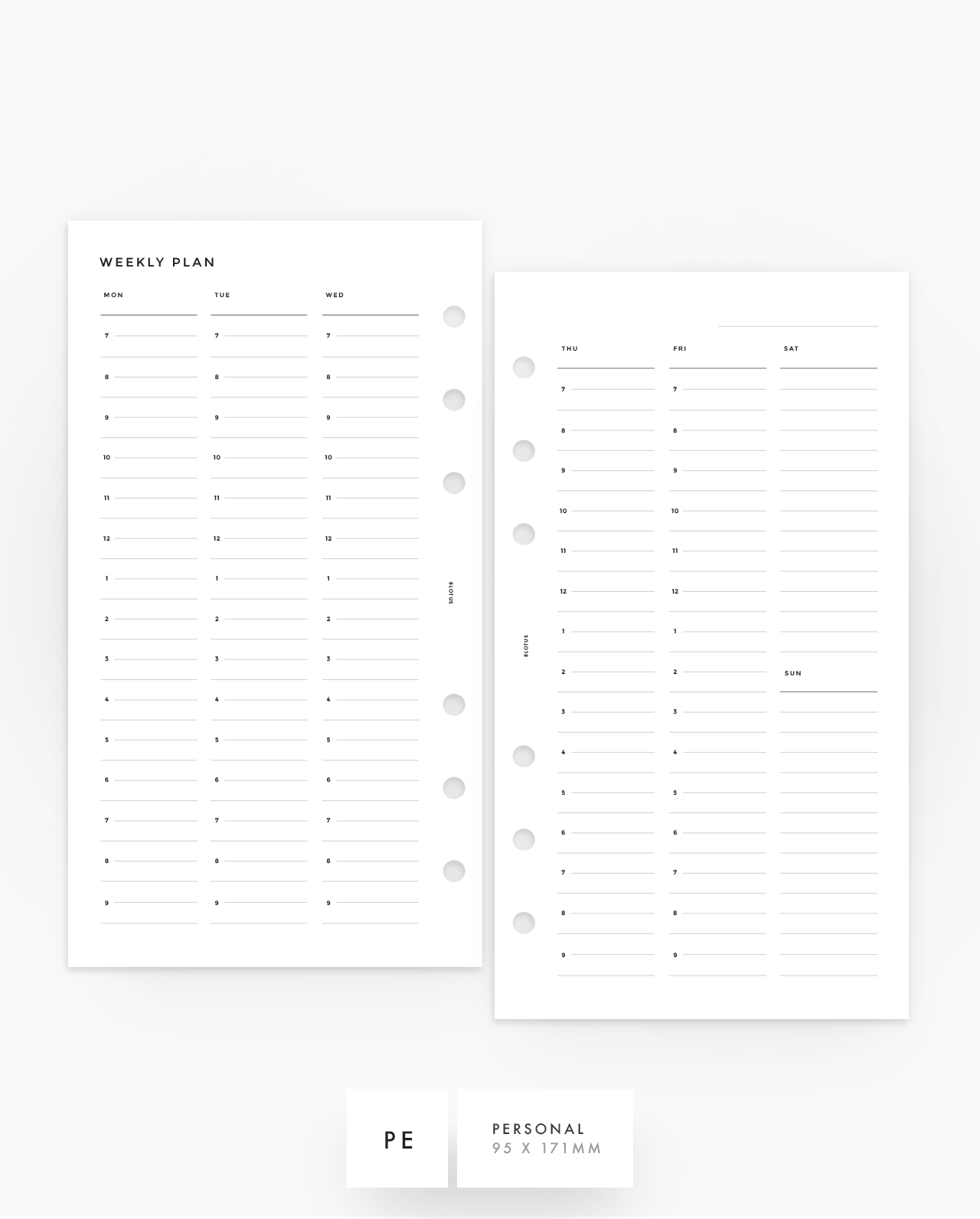 MN192 - Weekly Half Hour Schedule Planner Inserts - SPECIAL ORDER