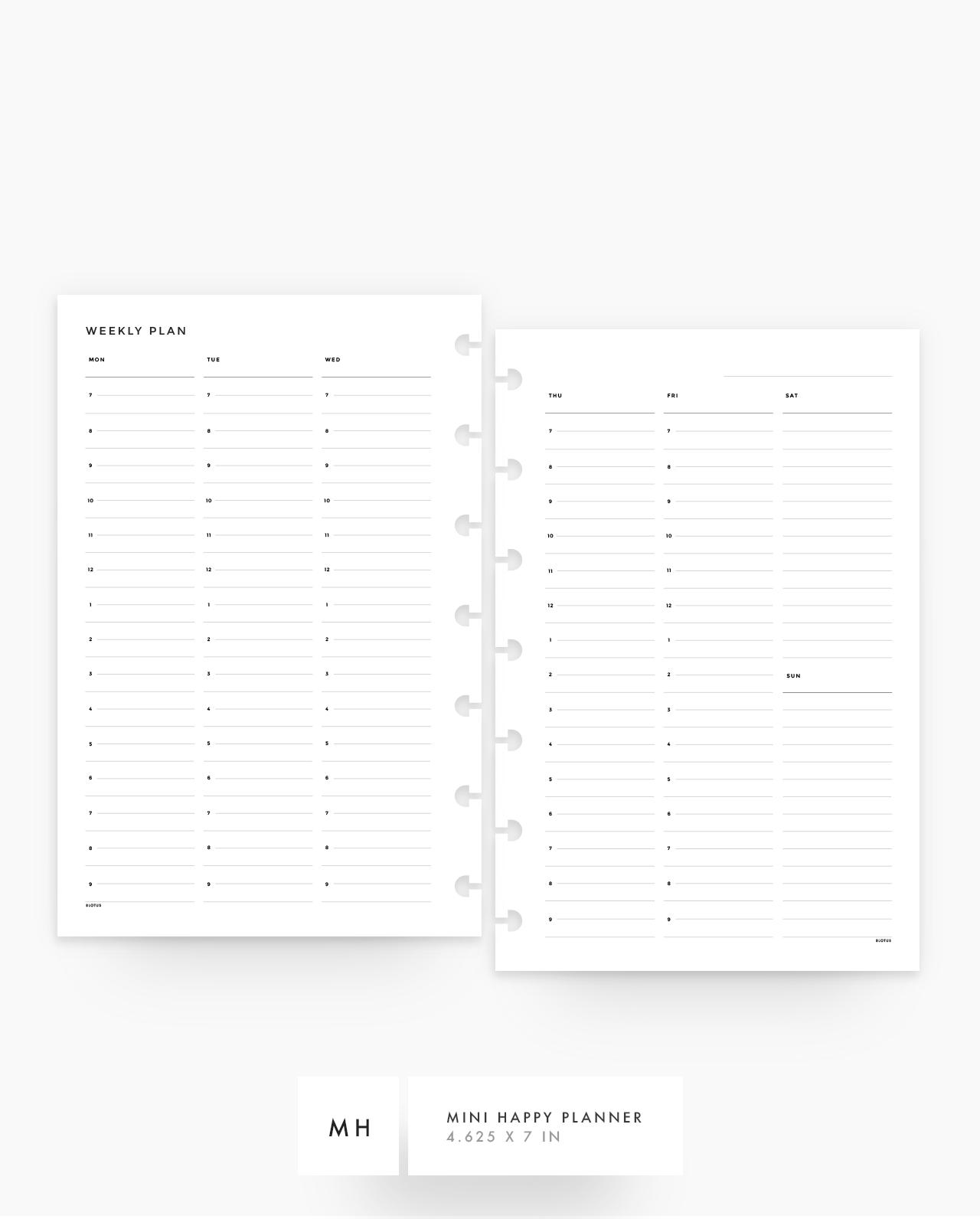 MN192 - Weekly Half Hour Schedule Planner Inserts - SPECIAL ORDER