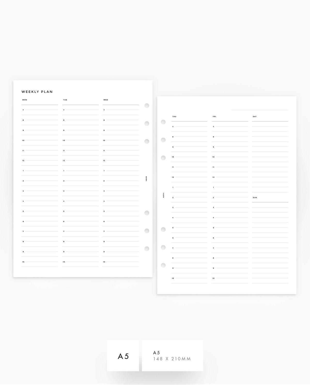 MN192 - Weekly Half Hour Schedule Planner Inserts - SPECIAL ORDER