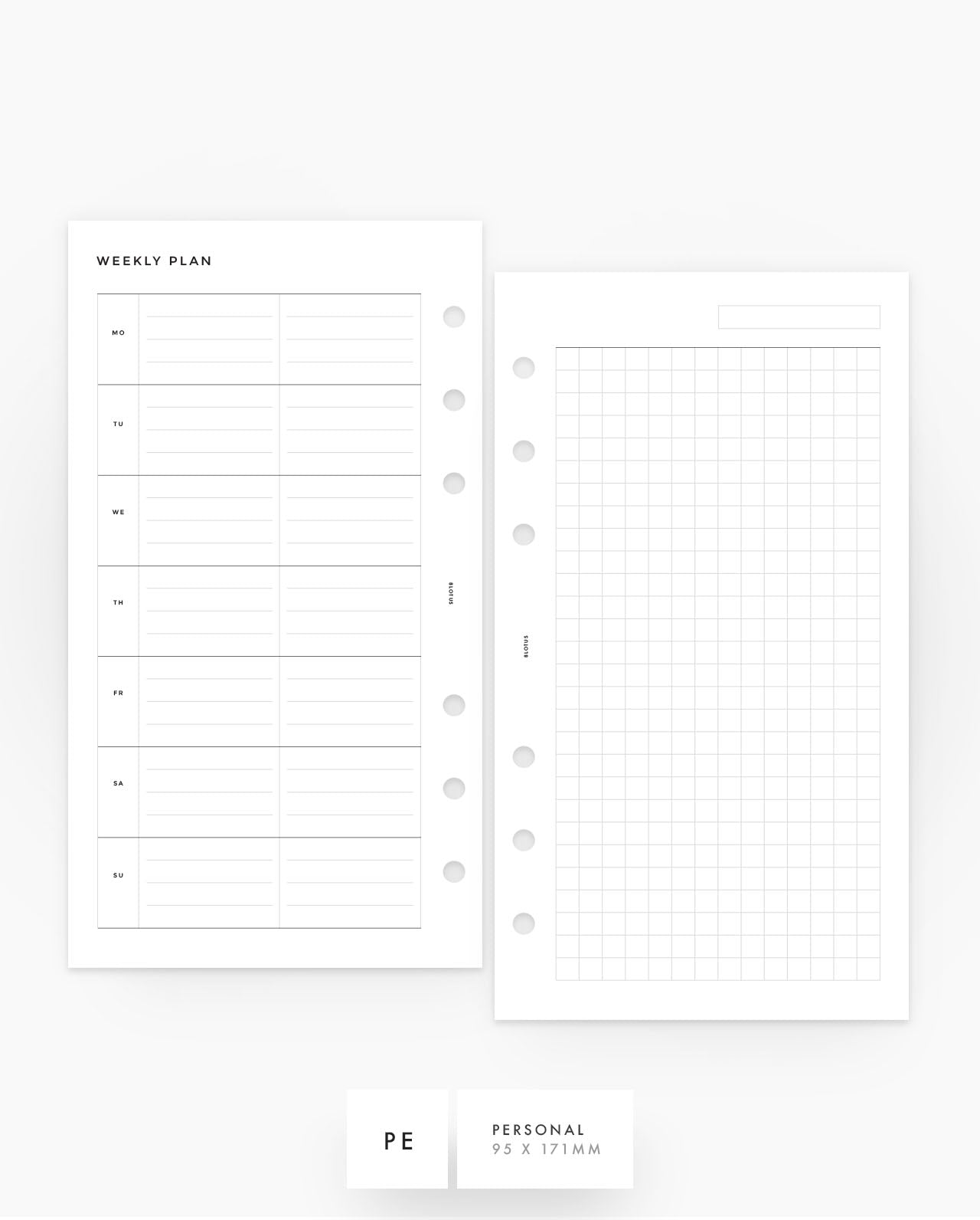 MN270 - Weekly Lined & Grid - Planner Inserts - SPECIAL ORDER