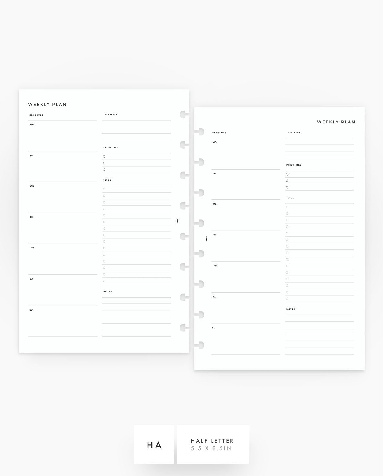MN007 - Weekly Overview Planner Inserts