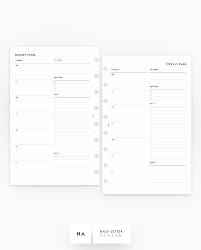 Minimal Weekly Overview Planner Inserts - 8Lotus