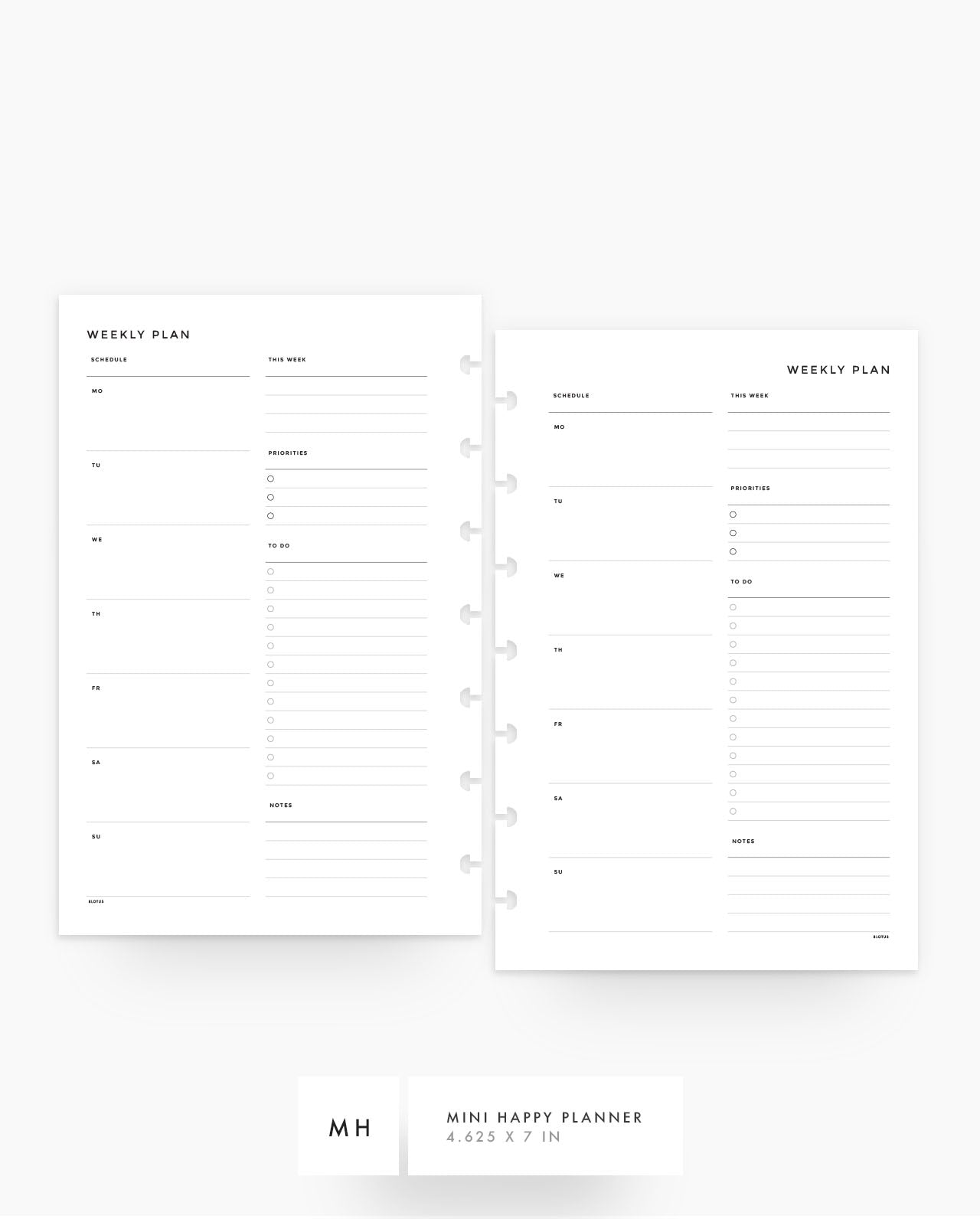 MN007 - Weekly Overview Planner Inserts
