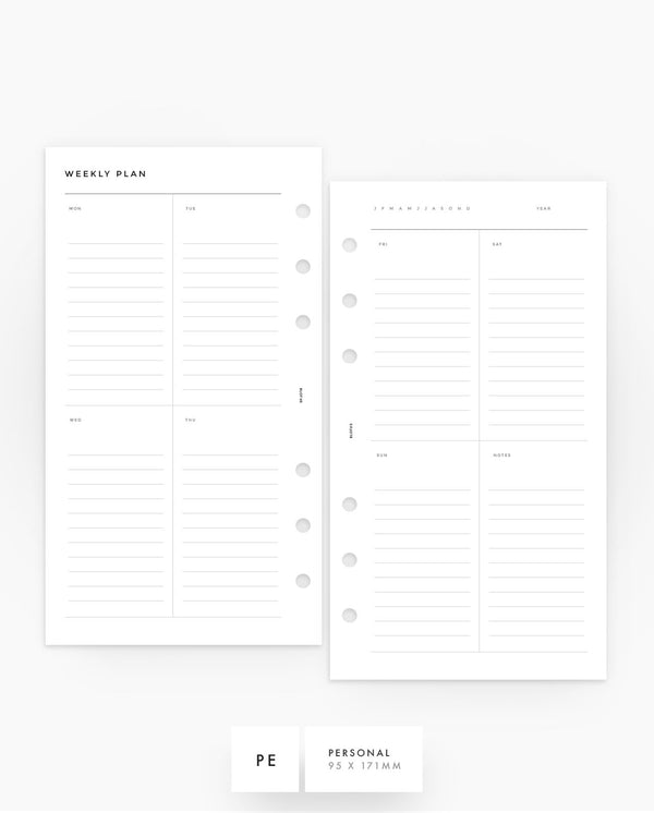 Weekly Vertical Lined Printable Planner Insert - 8Lotus