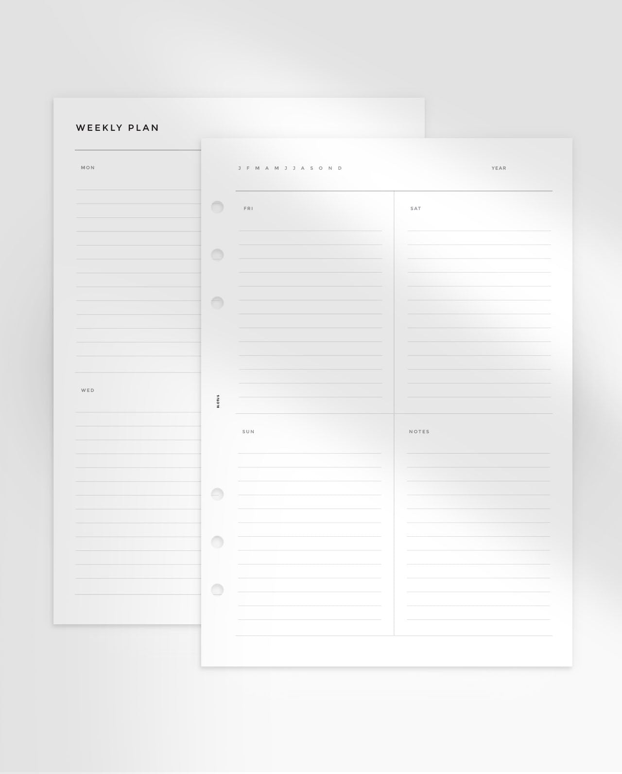 Weekly Vertical Lined Printable Planner Insert - 8Lotus