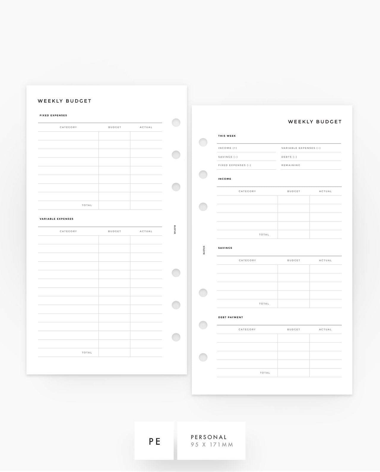 MN162 - Weekly Budget Planner Inserts - SPECIAL ORDER