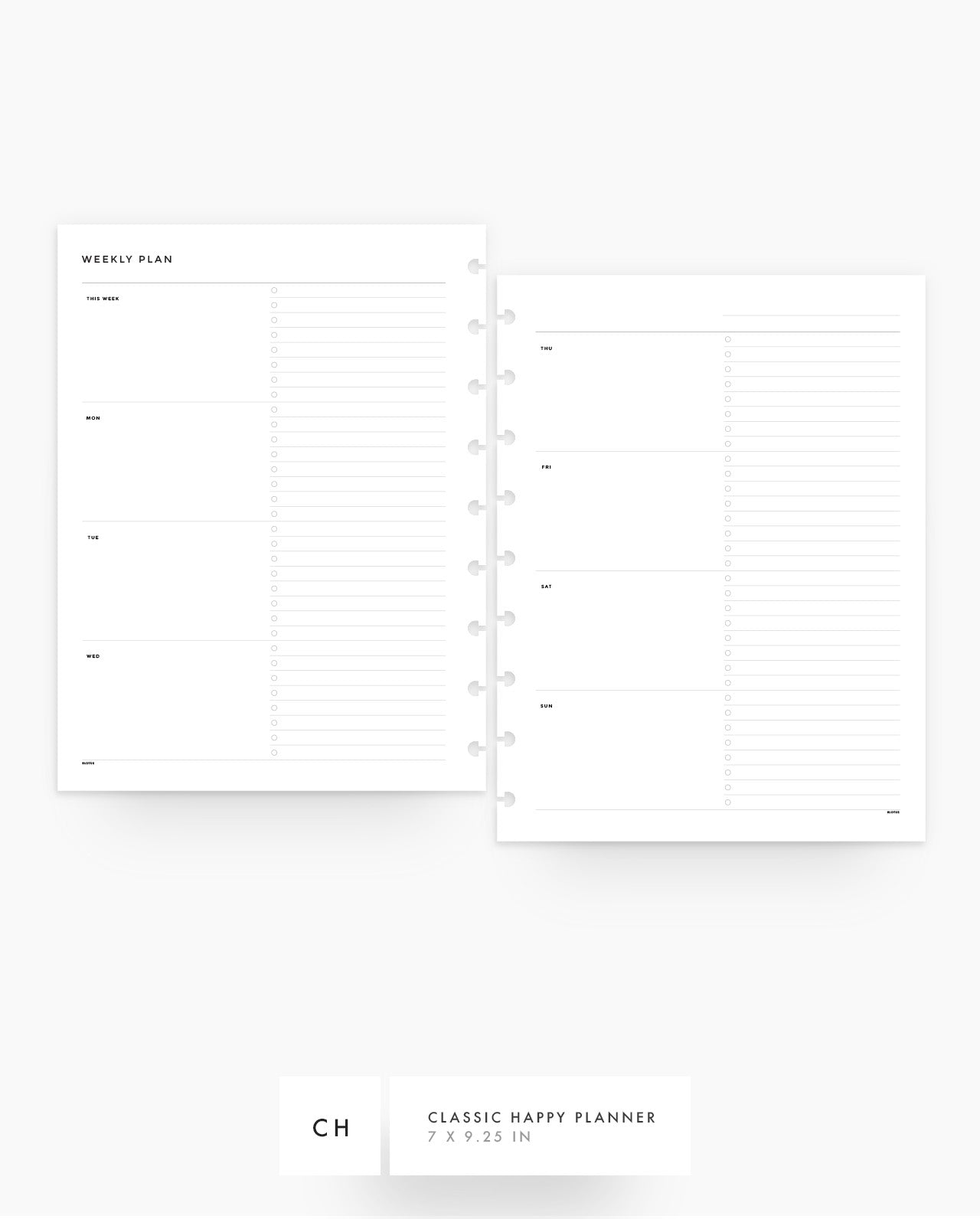 MN248 - Weekly Planner Inserts - WO2P - SPECIAL ORDER