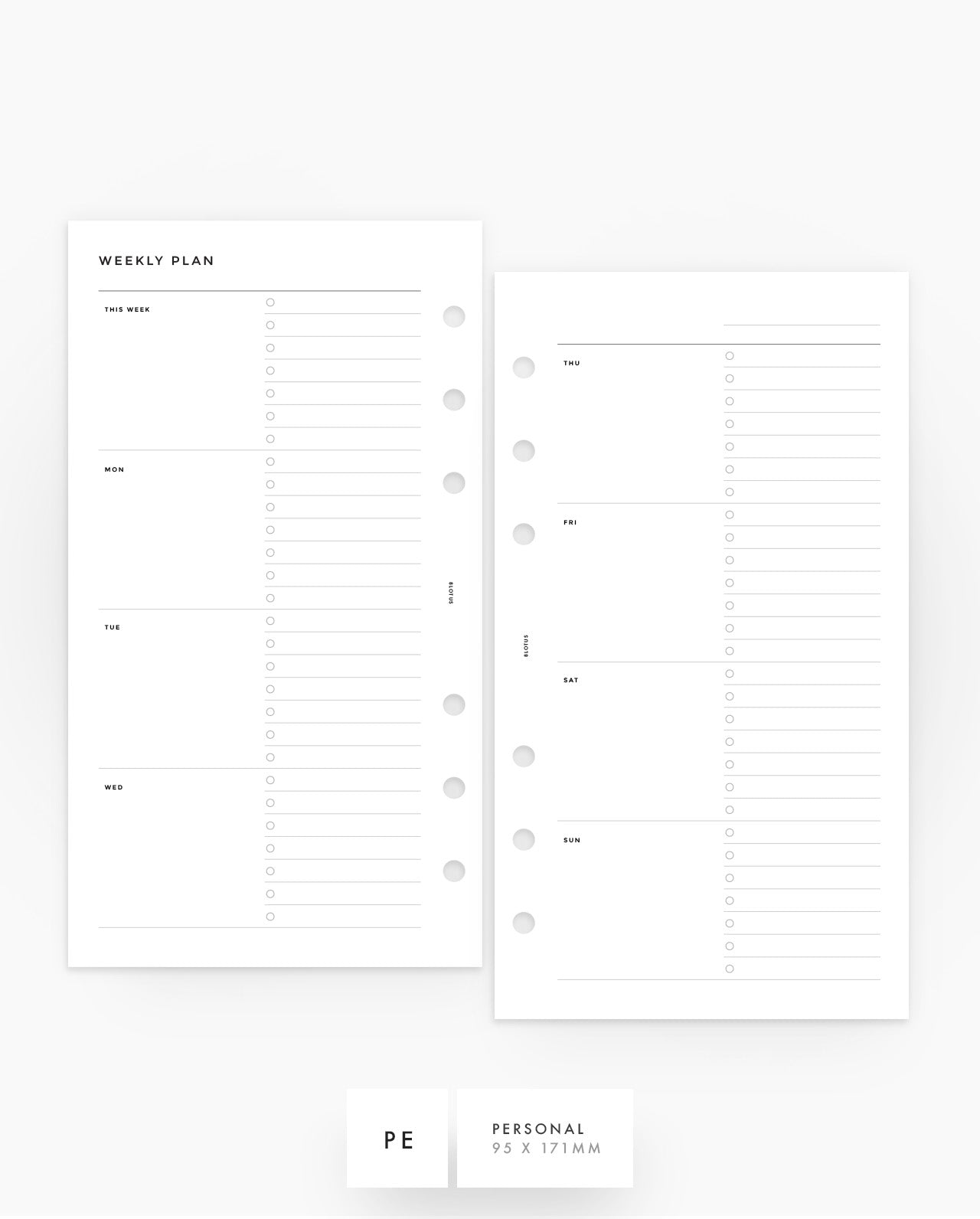 MN248 - Weekly Planner Inserts - WO2P - SPECIAL ORDER